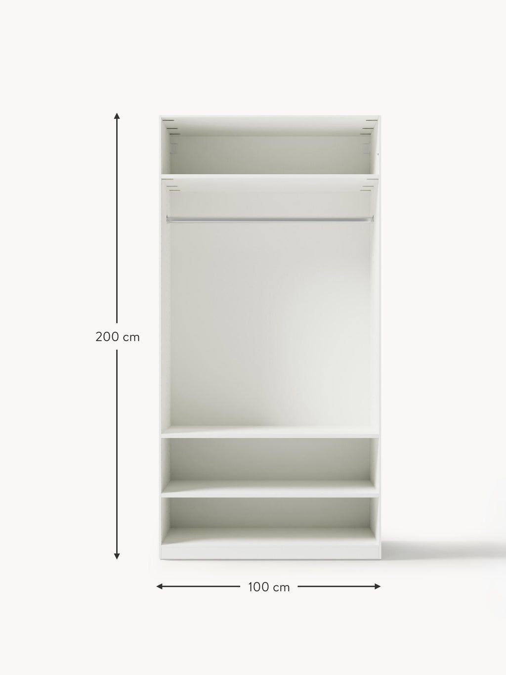 Jeanne Modular Hinged Door Wardrobe, 100 cm Wide, in various sizes