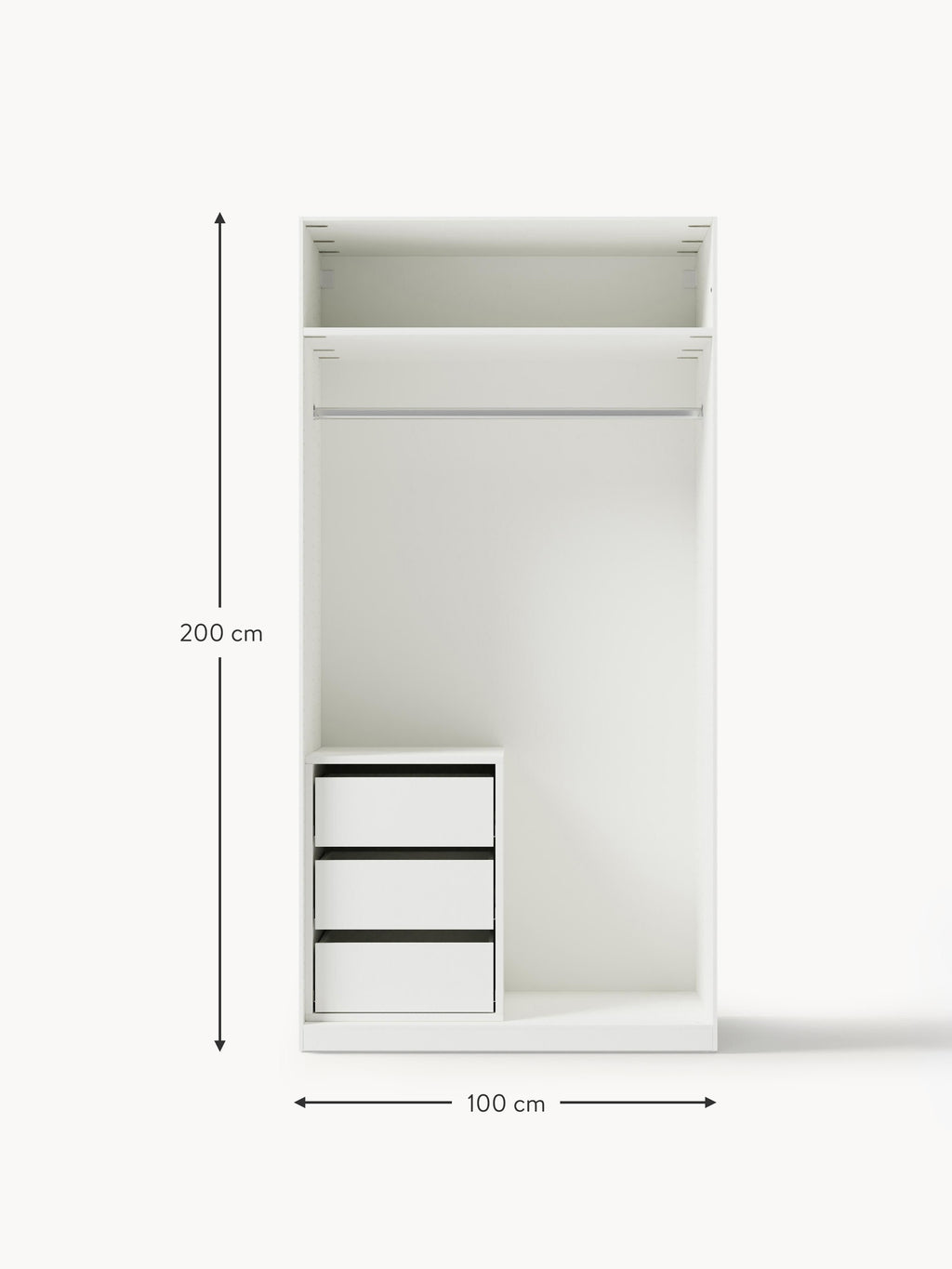 Jeanne Modular Hinged Door Wardrobe, 100 cm Wide, in various sizes