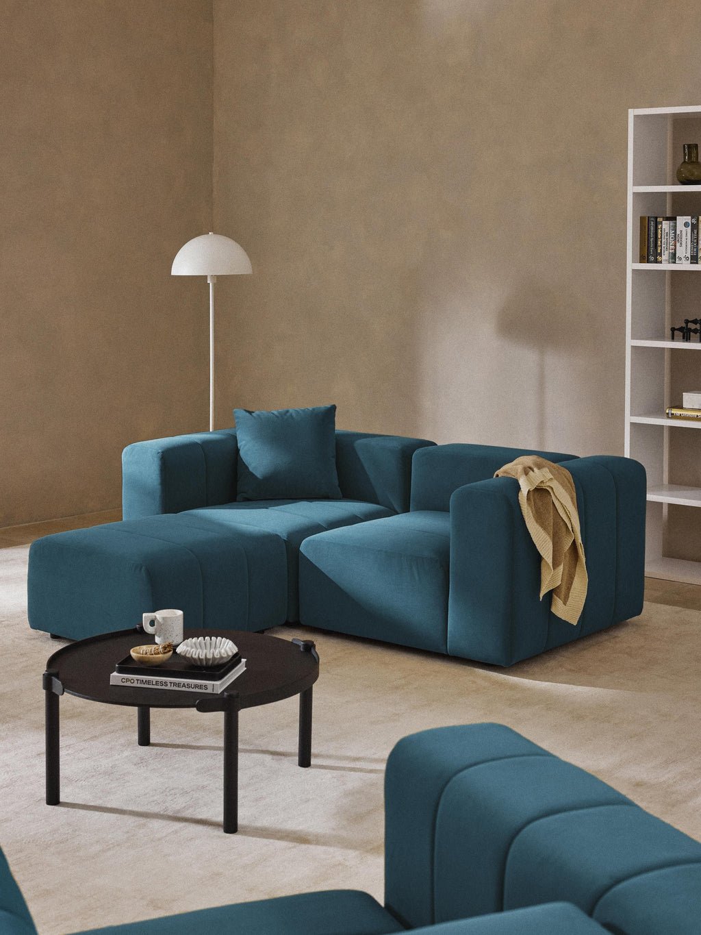 Lena Modular Velvet Sofa (2-seater) with Ottoman (left/right)