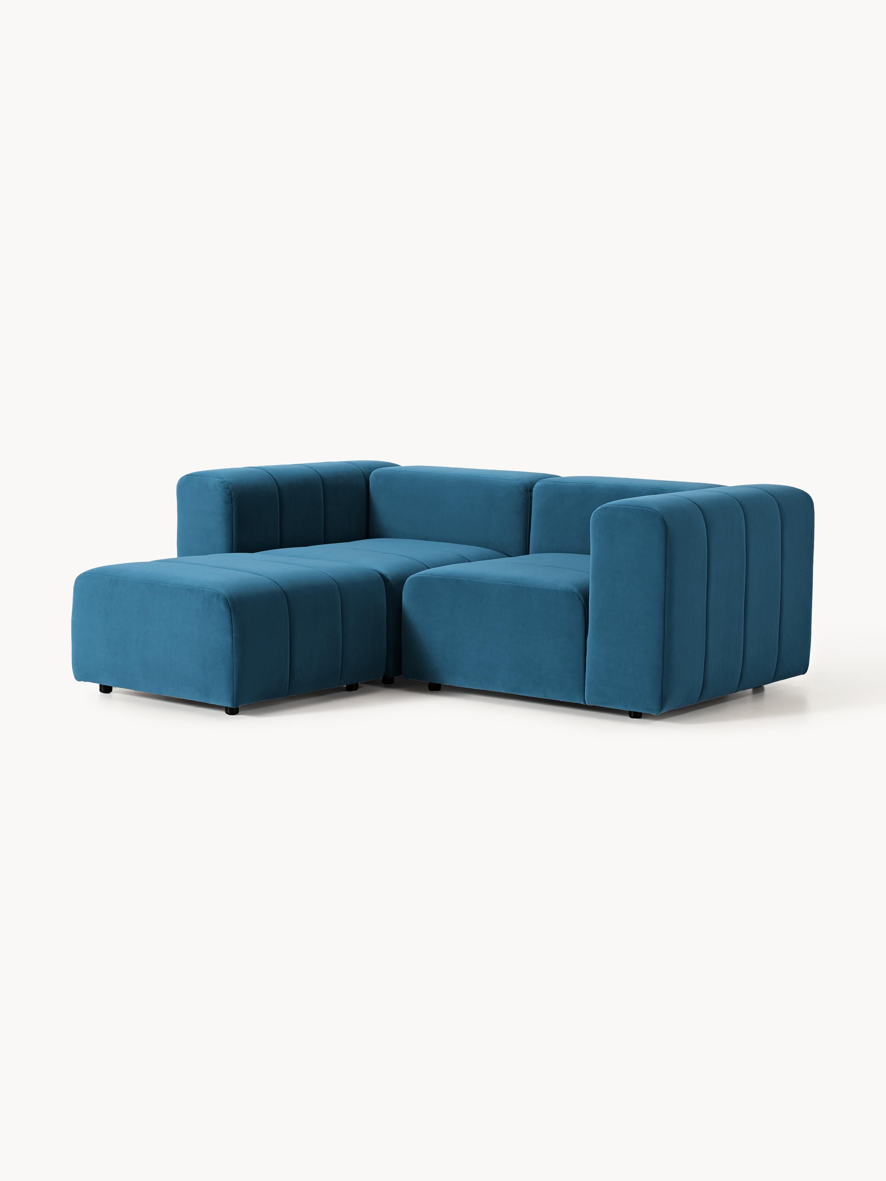 Lena Modular Velvet Sofa (2-seater) with Ottoman (left/right)