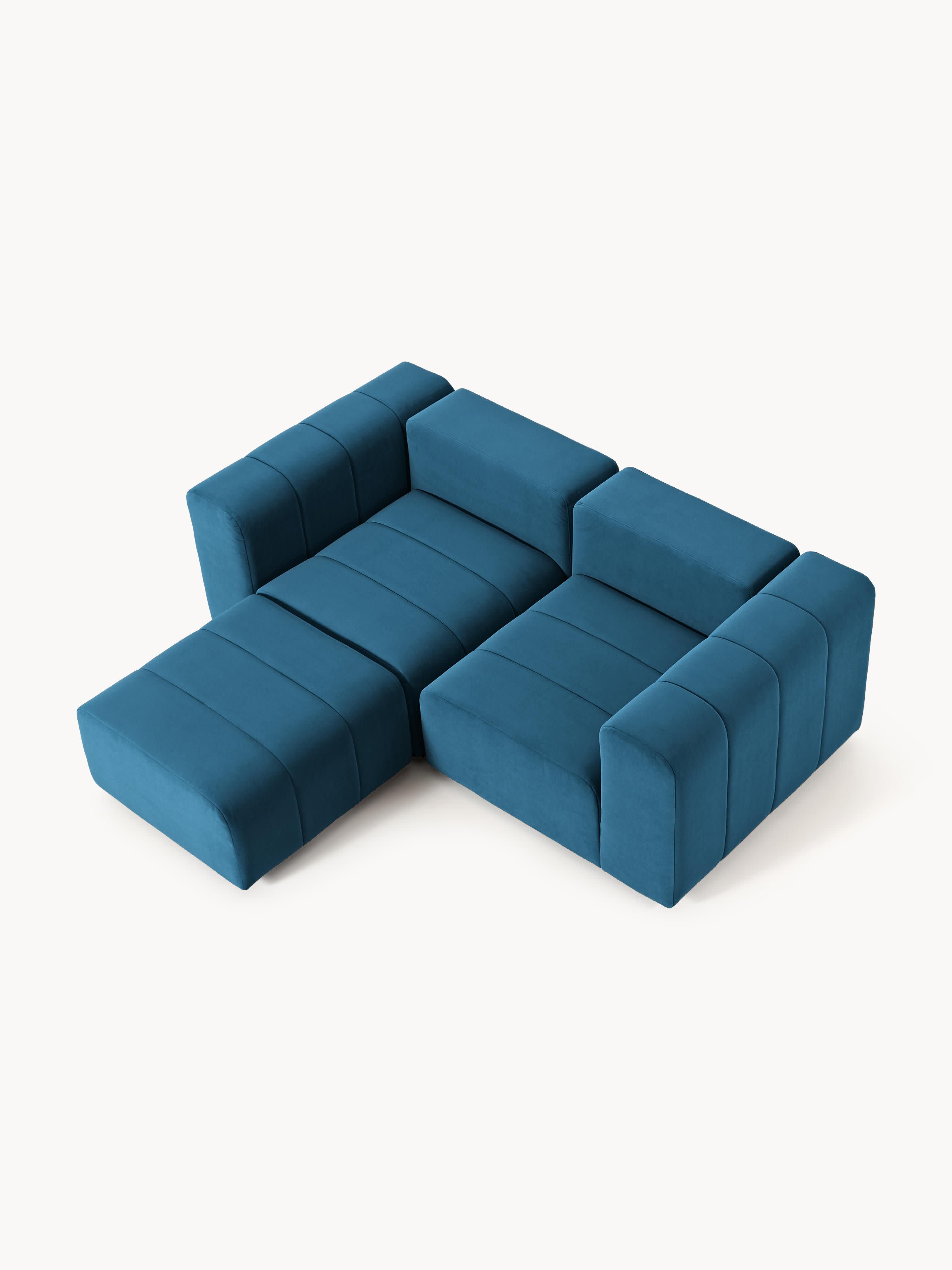 Lena Modular Velvet Sofa (2-seater) with Ottoman (left/right)