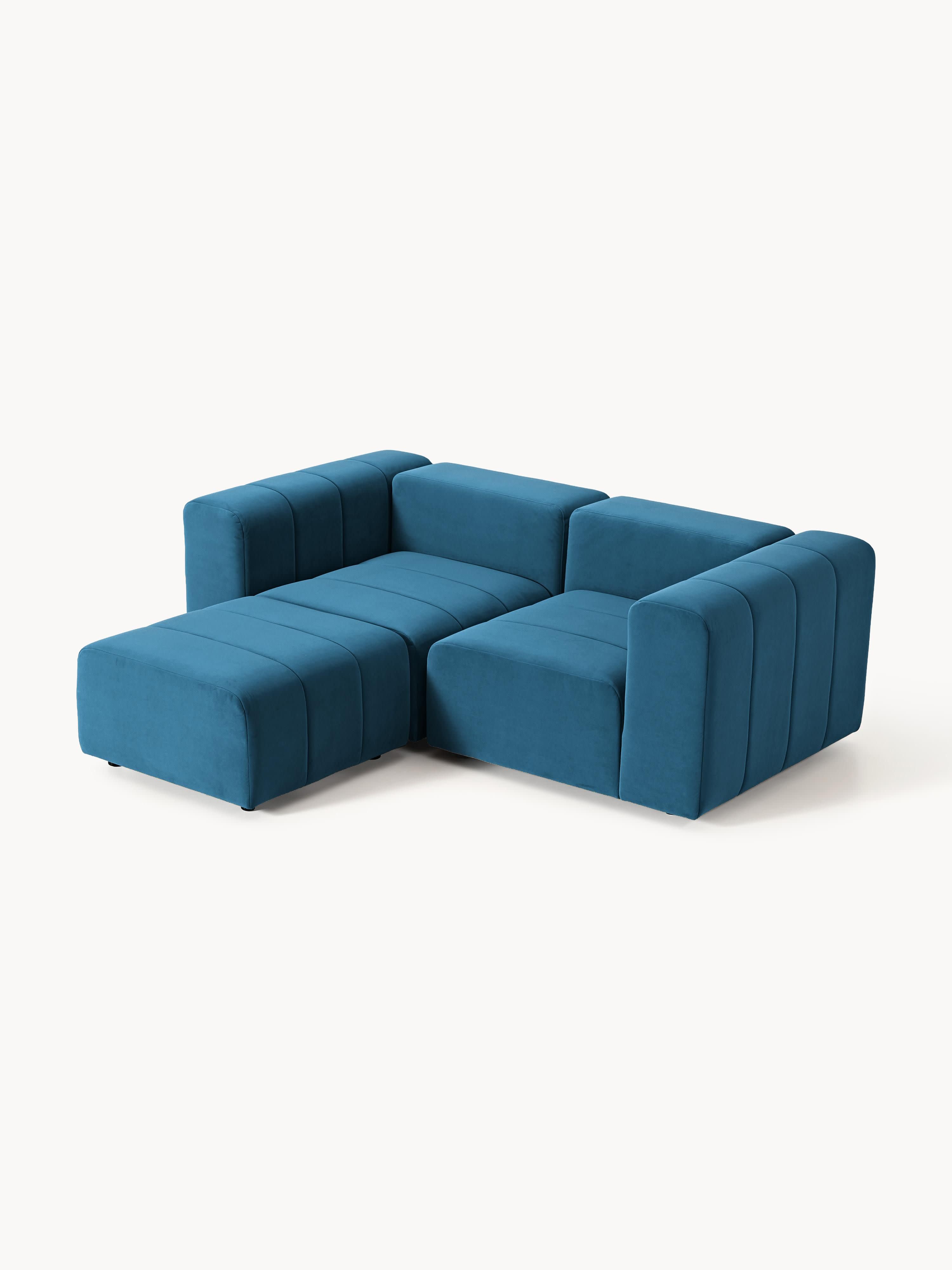 Lena Modular Velvet Sofa (2-seater) with Ottoman (left/right)