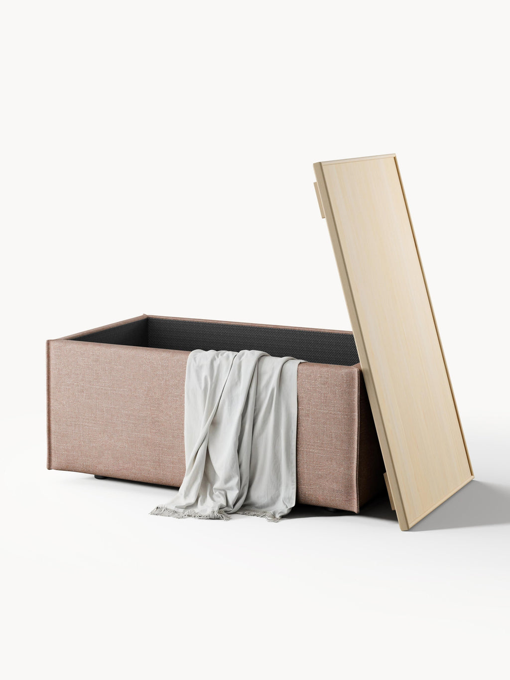 Lennon Linen Blend Ottoman with Storage