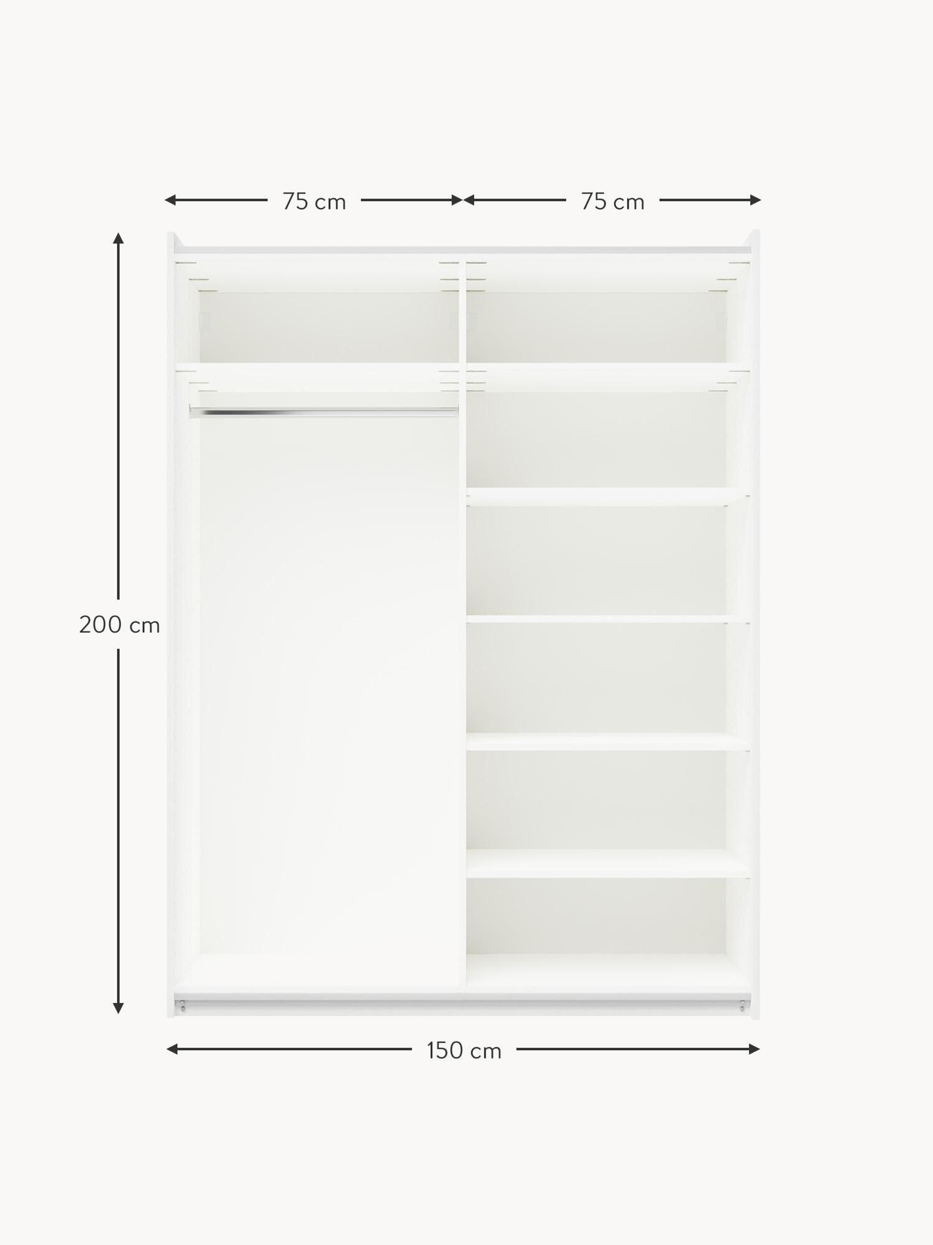 Charlotte Modular Sliding Door Wardrobe, 150 cm Wide, in various sizes