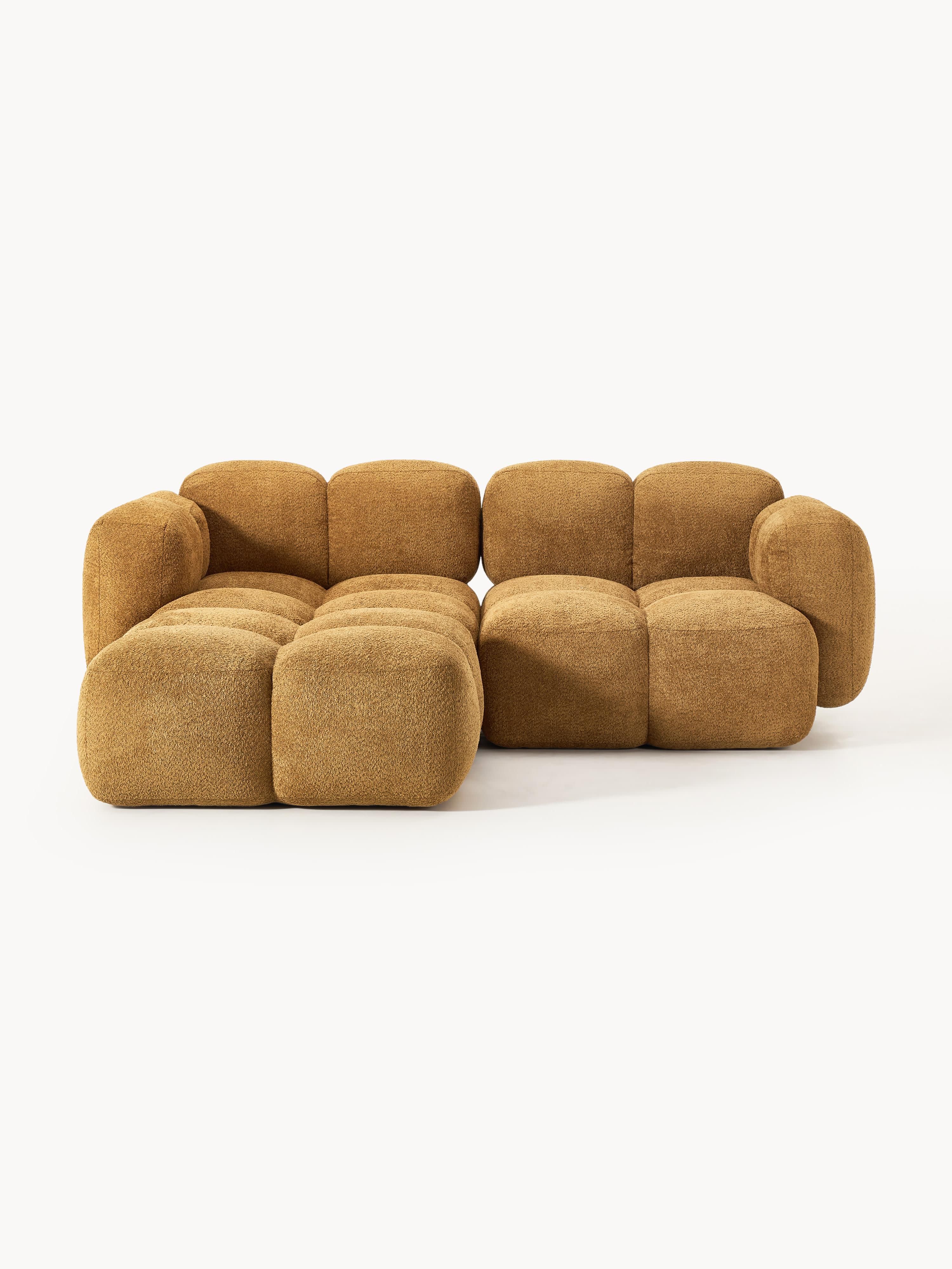 Gallery image 1 - Modular Teddy-Bouclé Sofa Tayla (3-seater) with Ottoman (left/right)