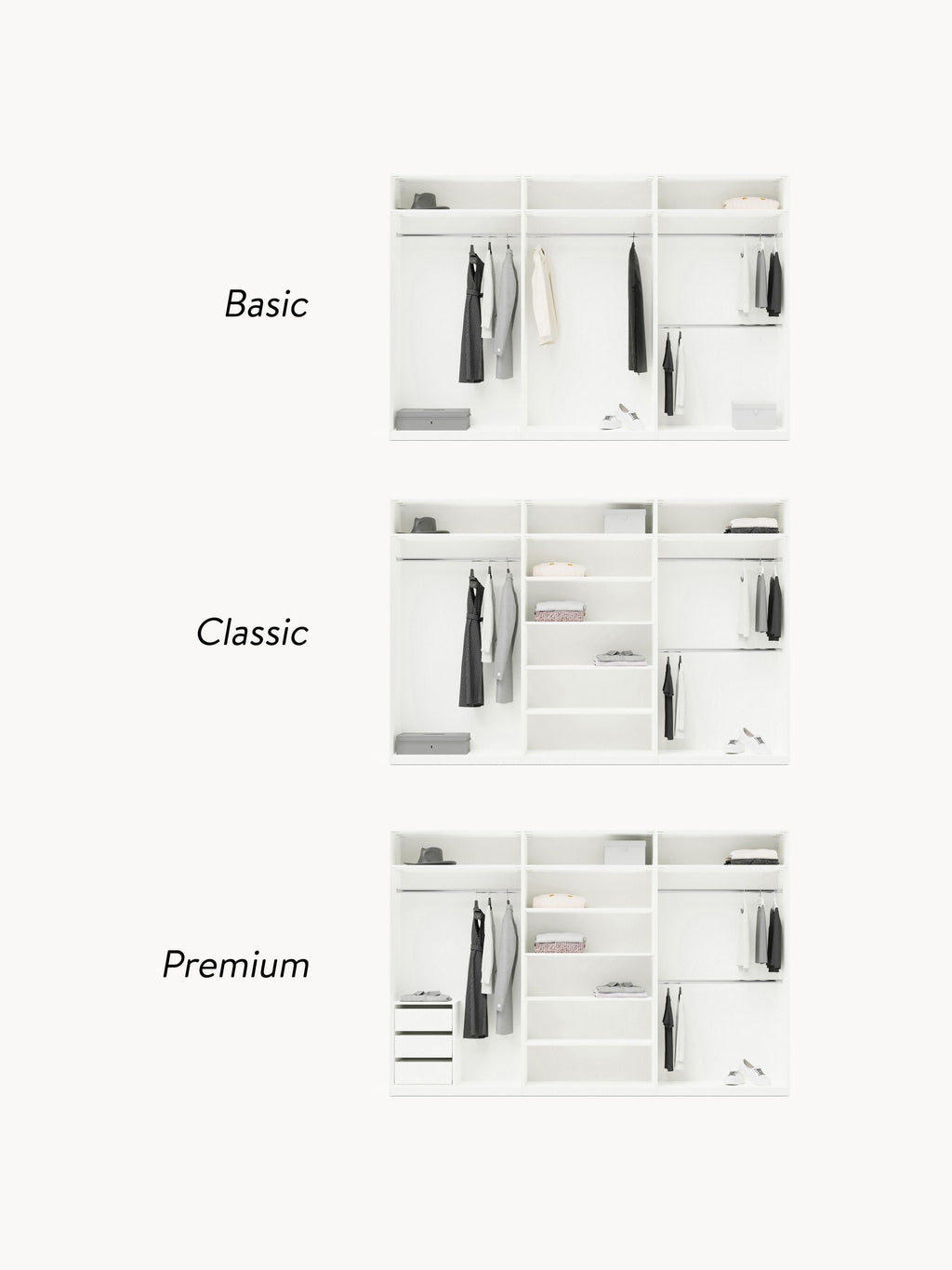Charlotte Modular Hinged Door Wardrobe, 100 cm Wide, in various sizes