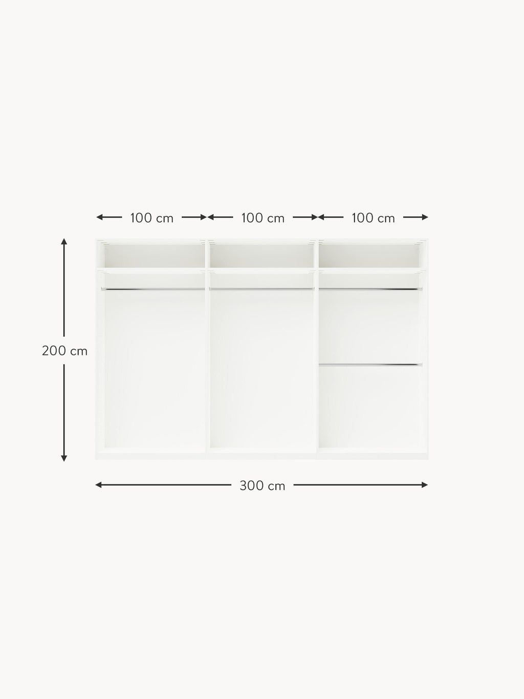 Charlotte Modular Hinged Door Wardrobe, 100 cm Wide, in various sizes