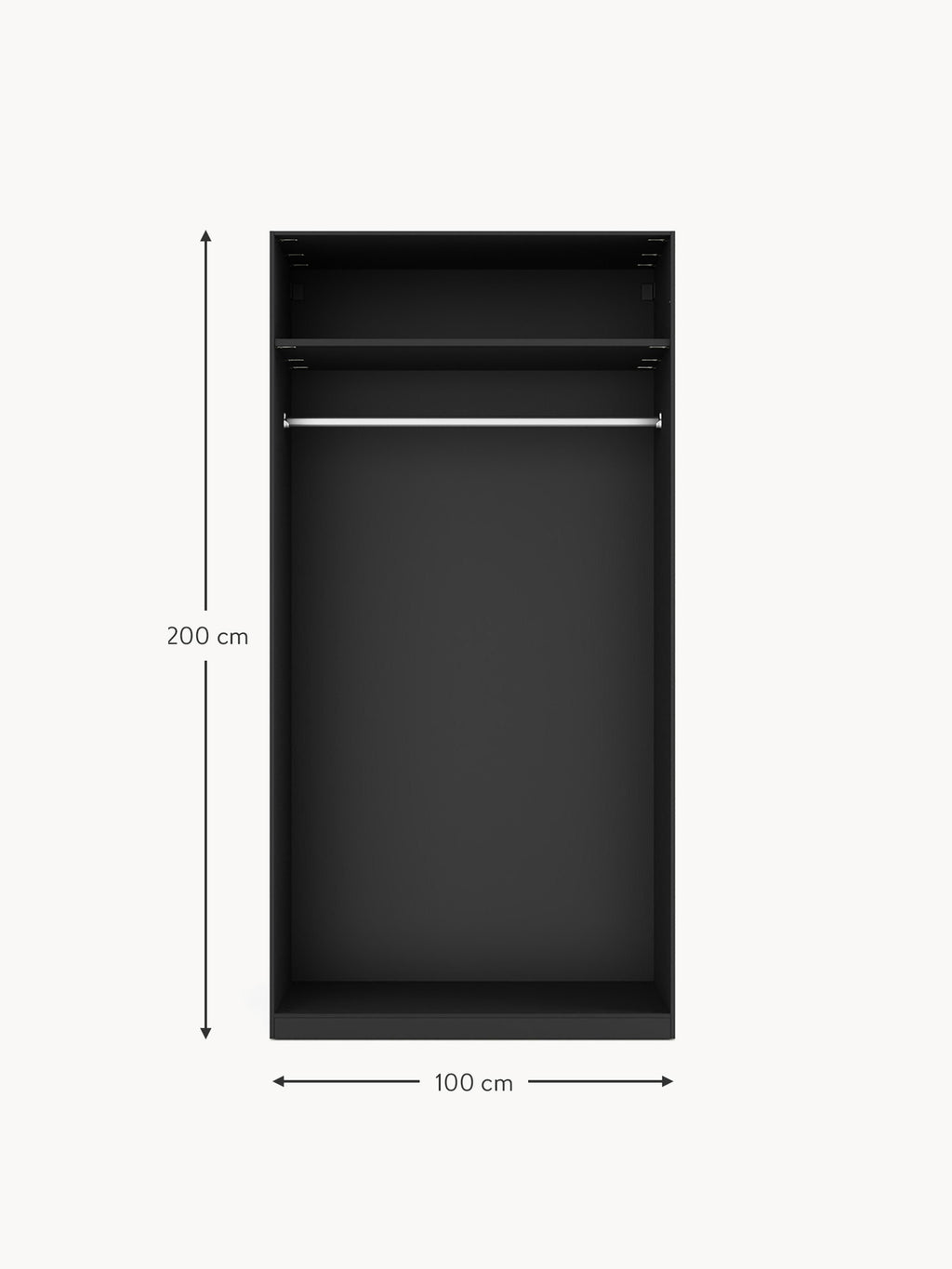 Leon Modular Hinged Door Wardrobe, 100 cm Wide, in various sizes