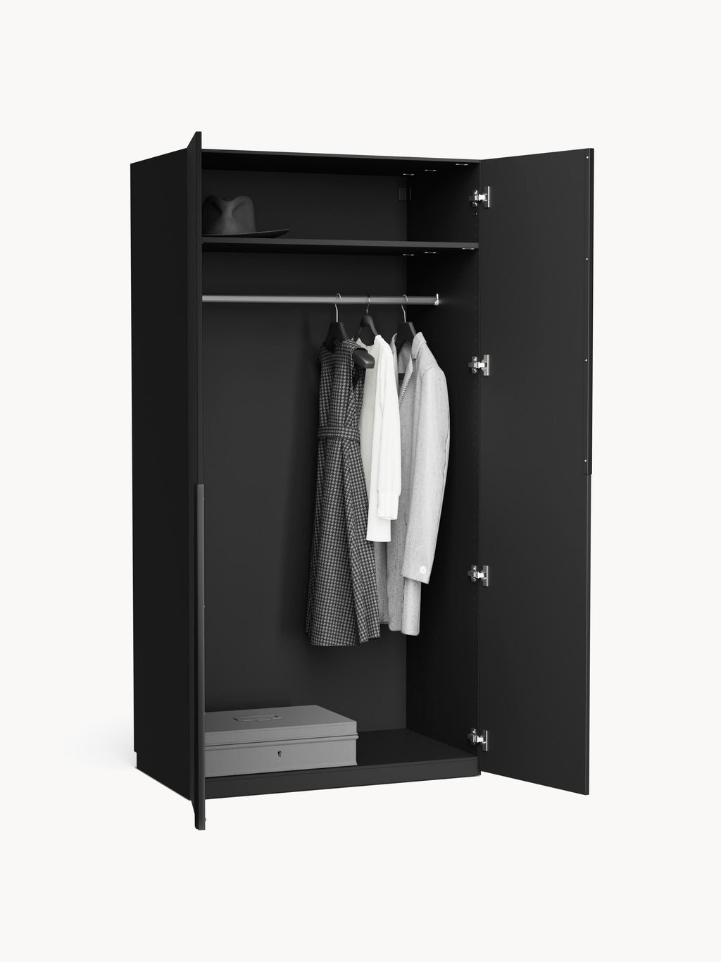 Leon Modular Hinged Door Wardrobe, 100 cm Wide, in various sizes