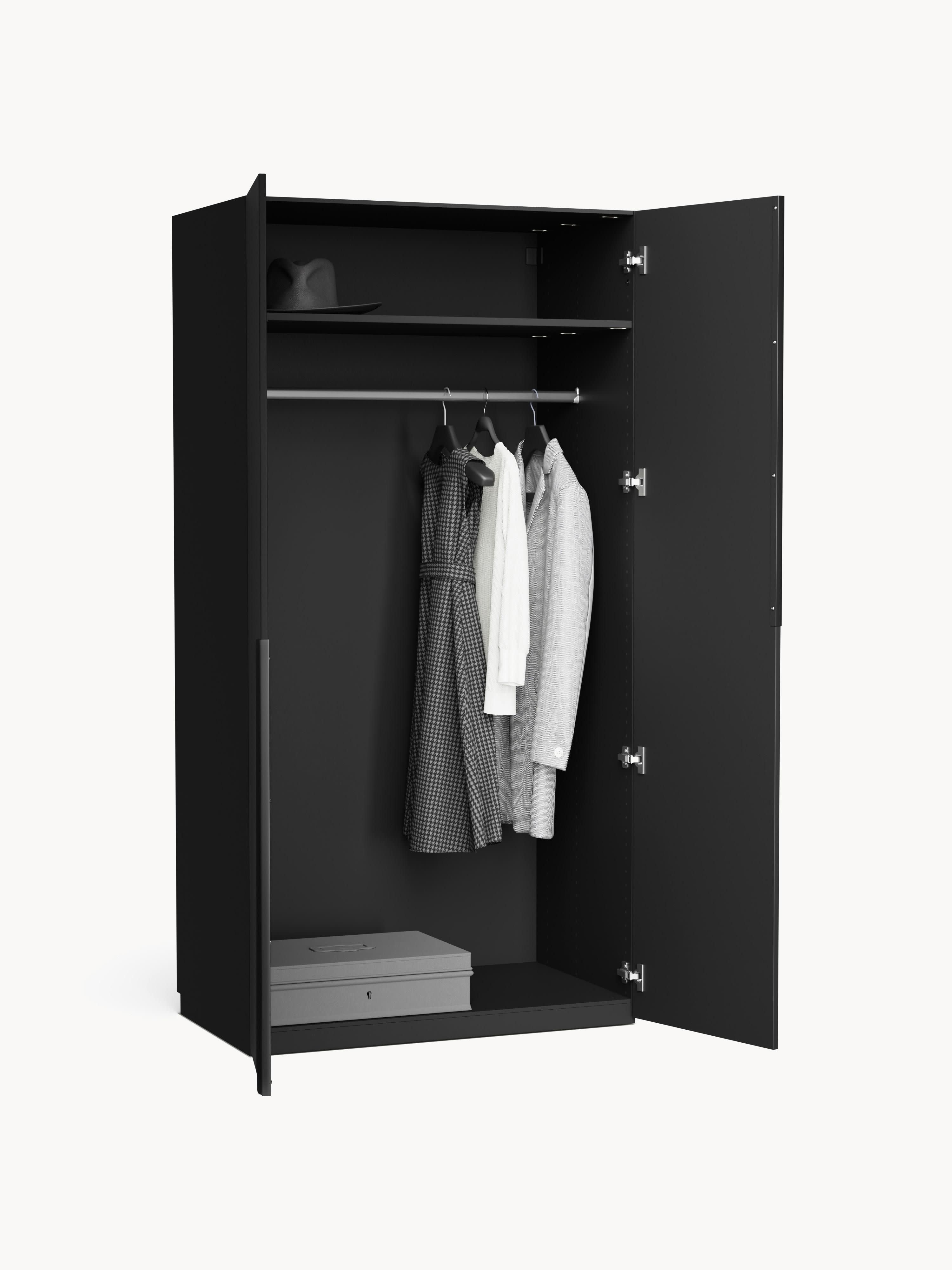 Leon Modular Hinged Door Wardrobe, 100 cm Wide, in various sizes