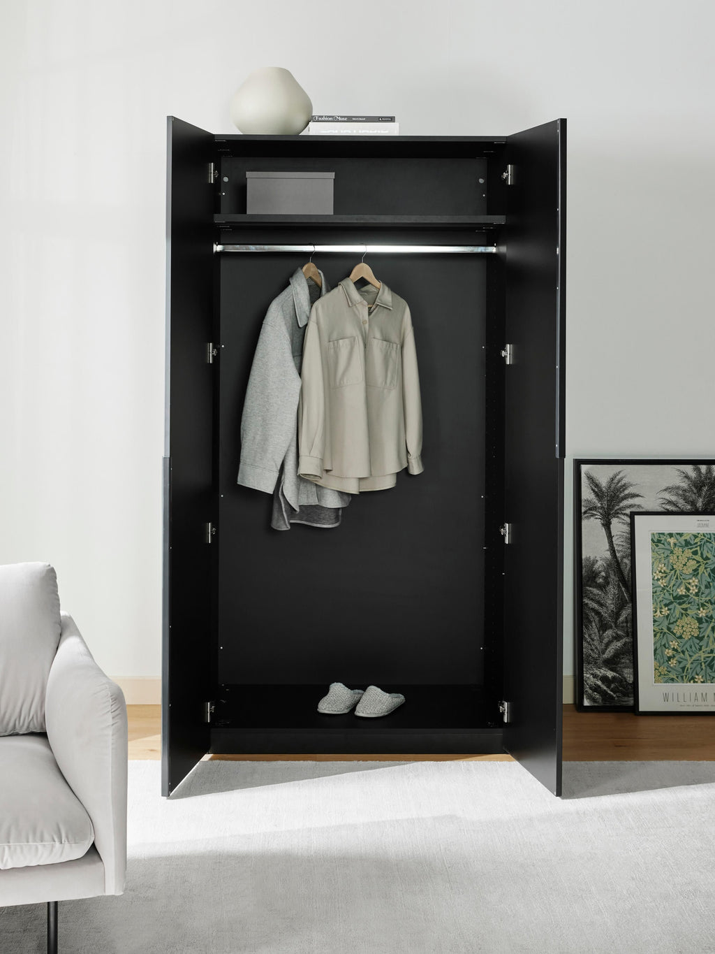 Leon Modular Hinged Door Wardrobe, 100 cm Wide, in various sizes