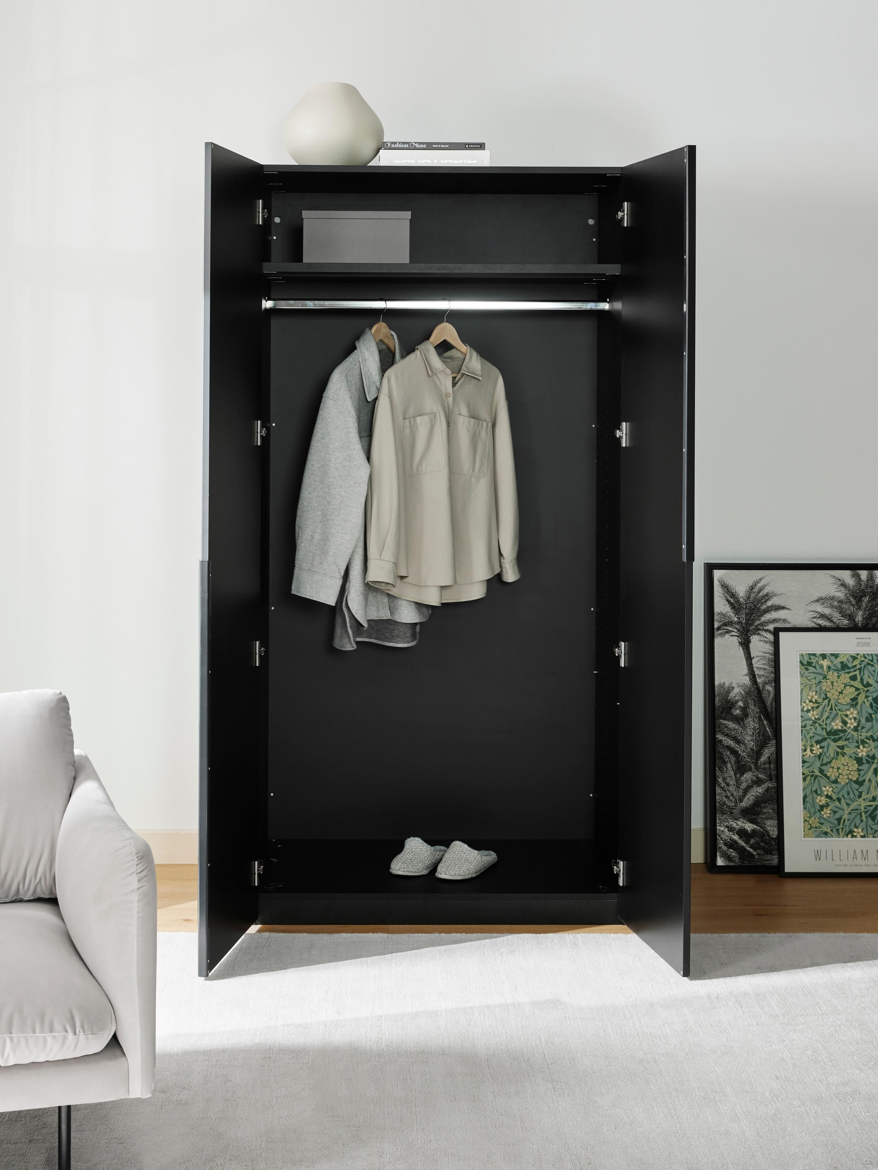 Leon Modular Hinged Door Wardrobe, 100 cm Wide, in various sizes