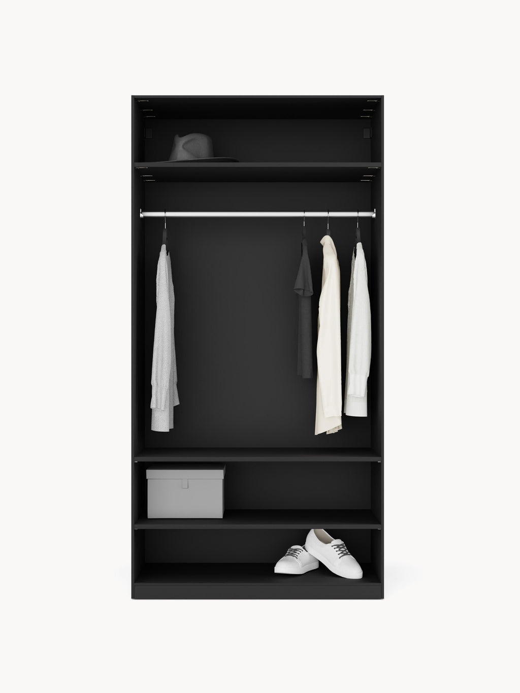 Leon Modular Hinged Door Wardrobe, 100 cm Wide, in various sizes