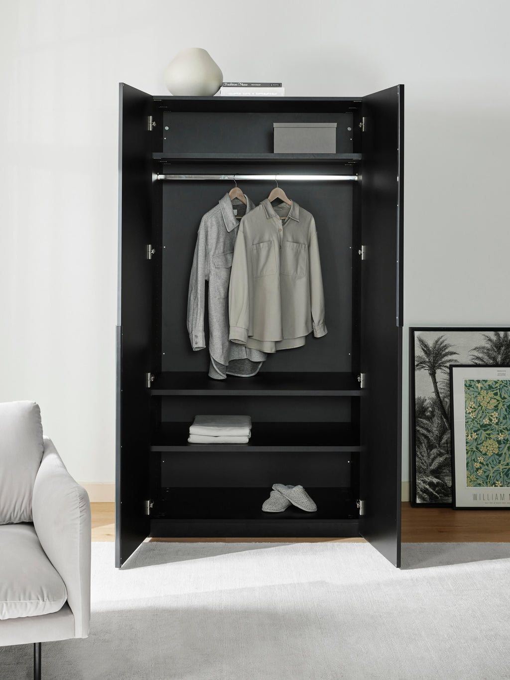 Leon Modular Hinged Door Wardrobe, 100 cm Wide, in various sizes