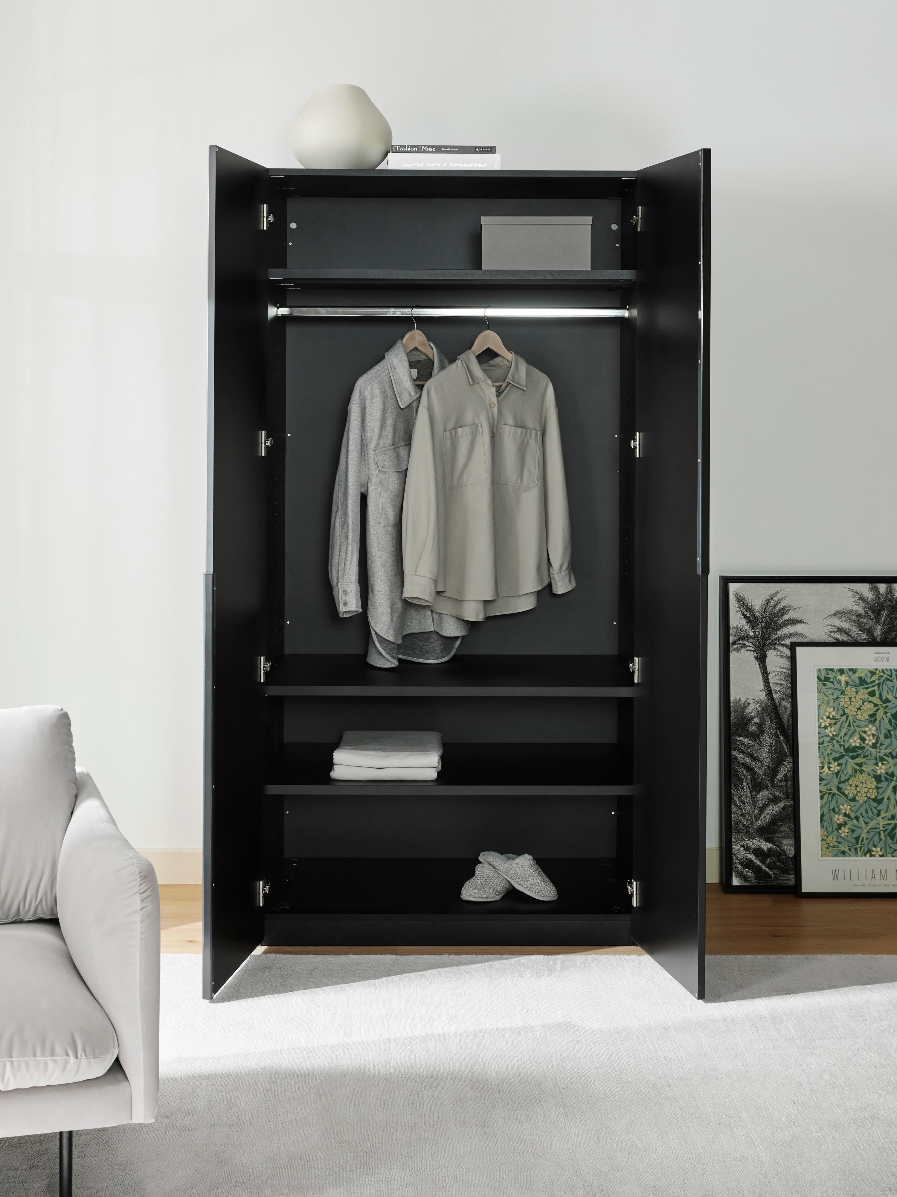 Leon Modular Hinged Door Wardrobe, 100 cm Wide, in various sizes