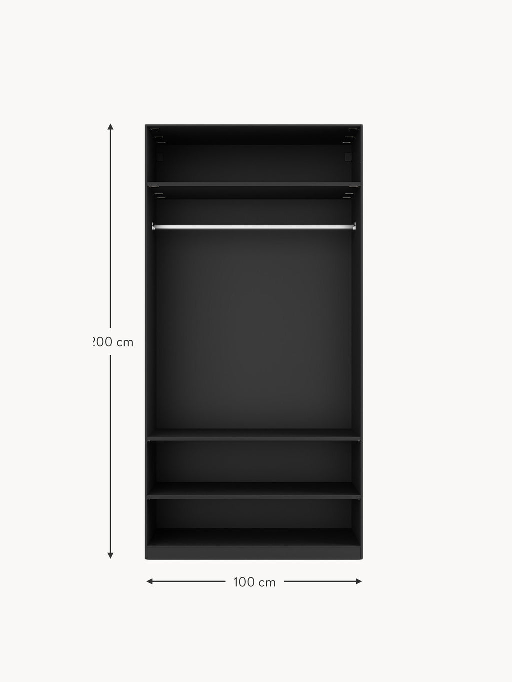 Leon Modular Hinged Door Wardrobe, 100 cm Wide, in various sizes