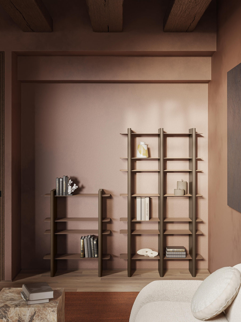 Rami Tall Shelving Unit with Metal Elements