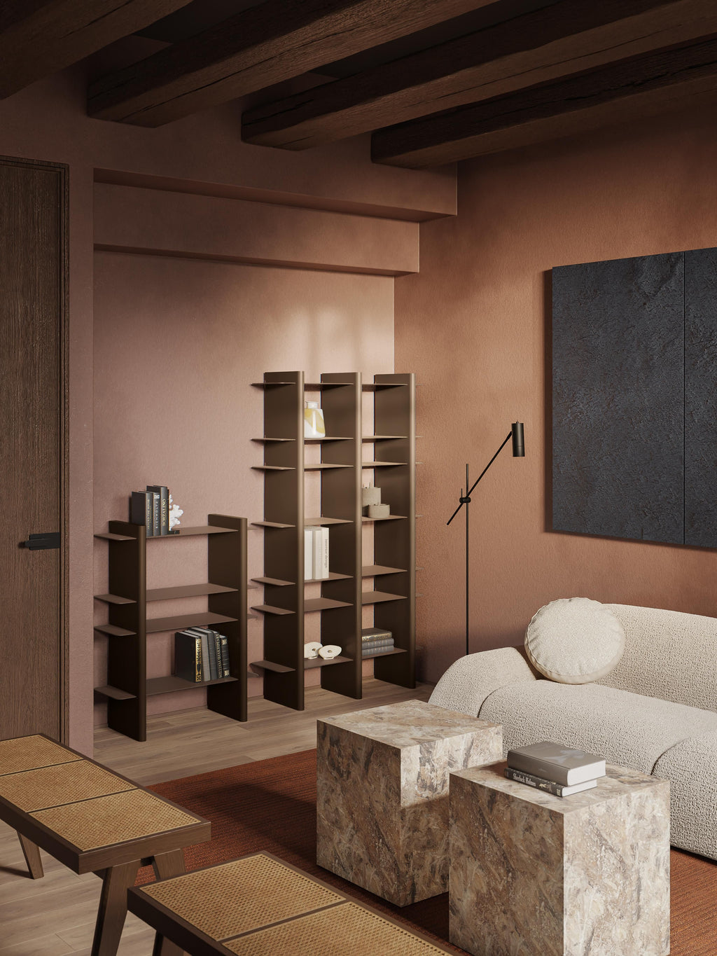 Rami Tall Shelving Unit with Metal Elements