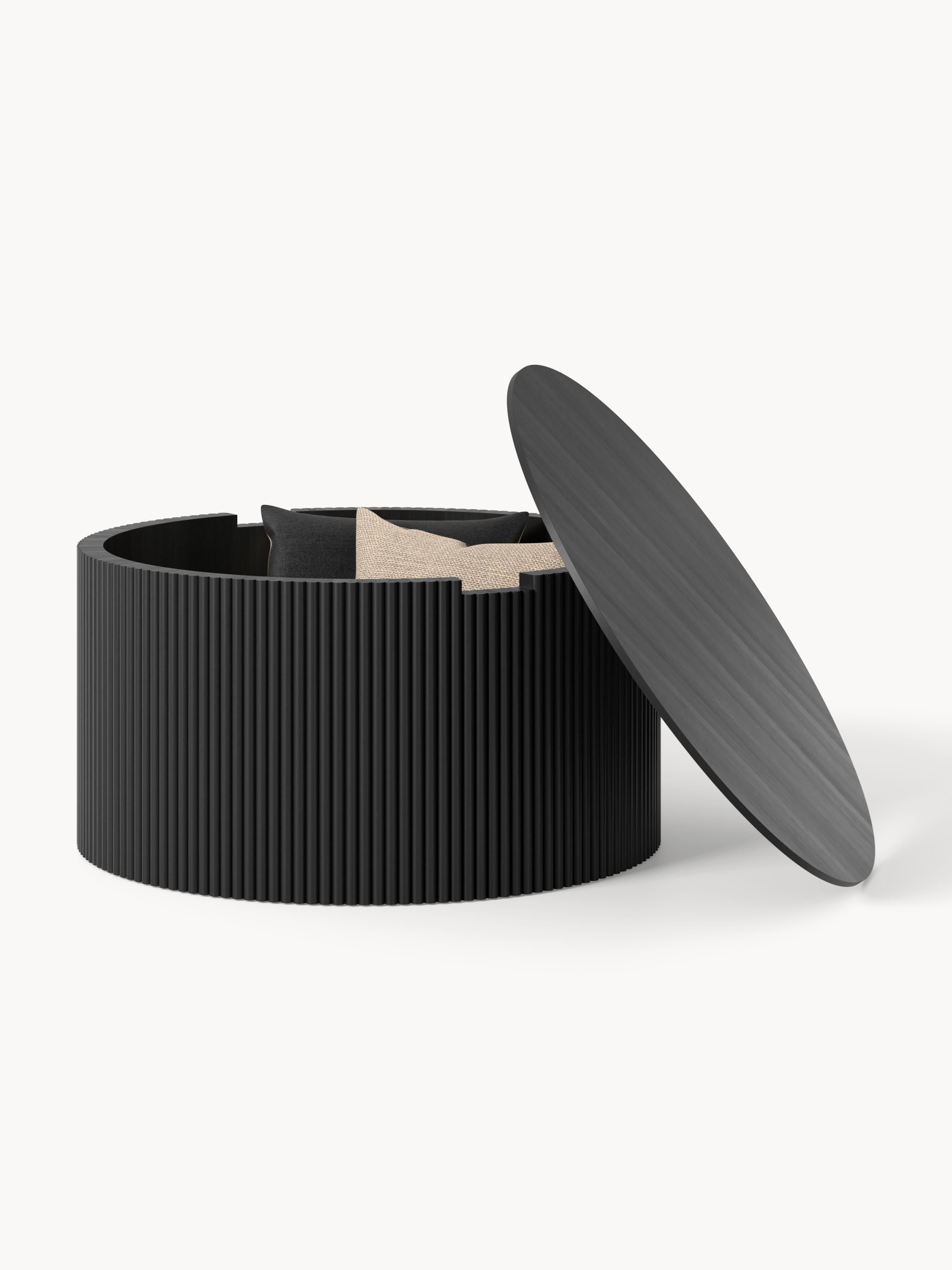 Nele Round Wooden Coffee Table with Storage Space