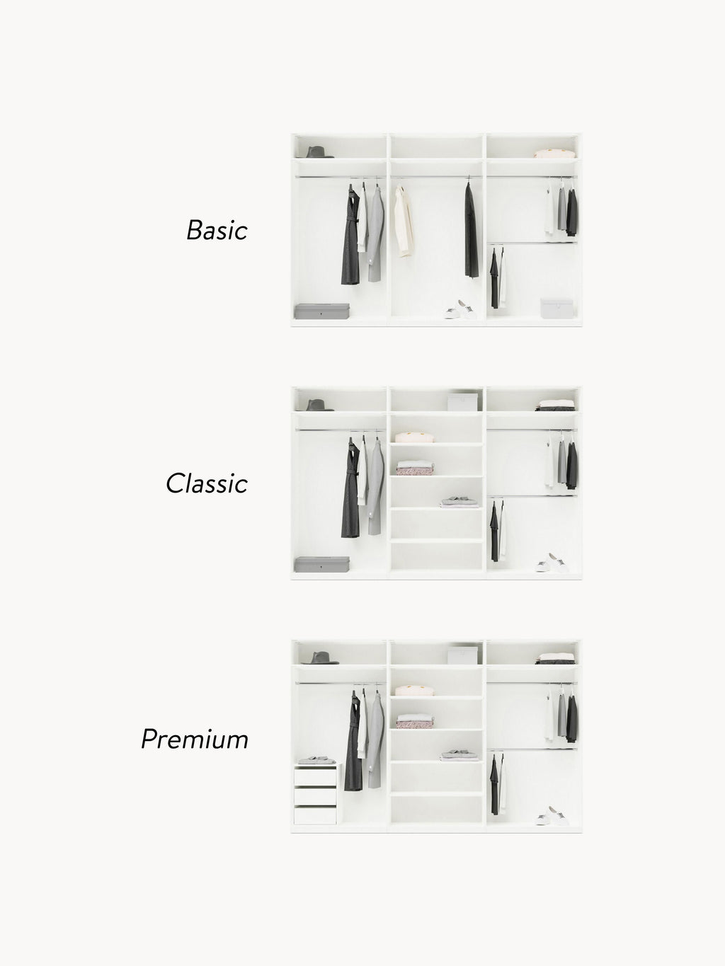 Charlotte Modular Hinged Door Wardrobe, 300 cm Wide, in various sizes