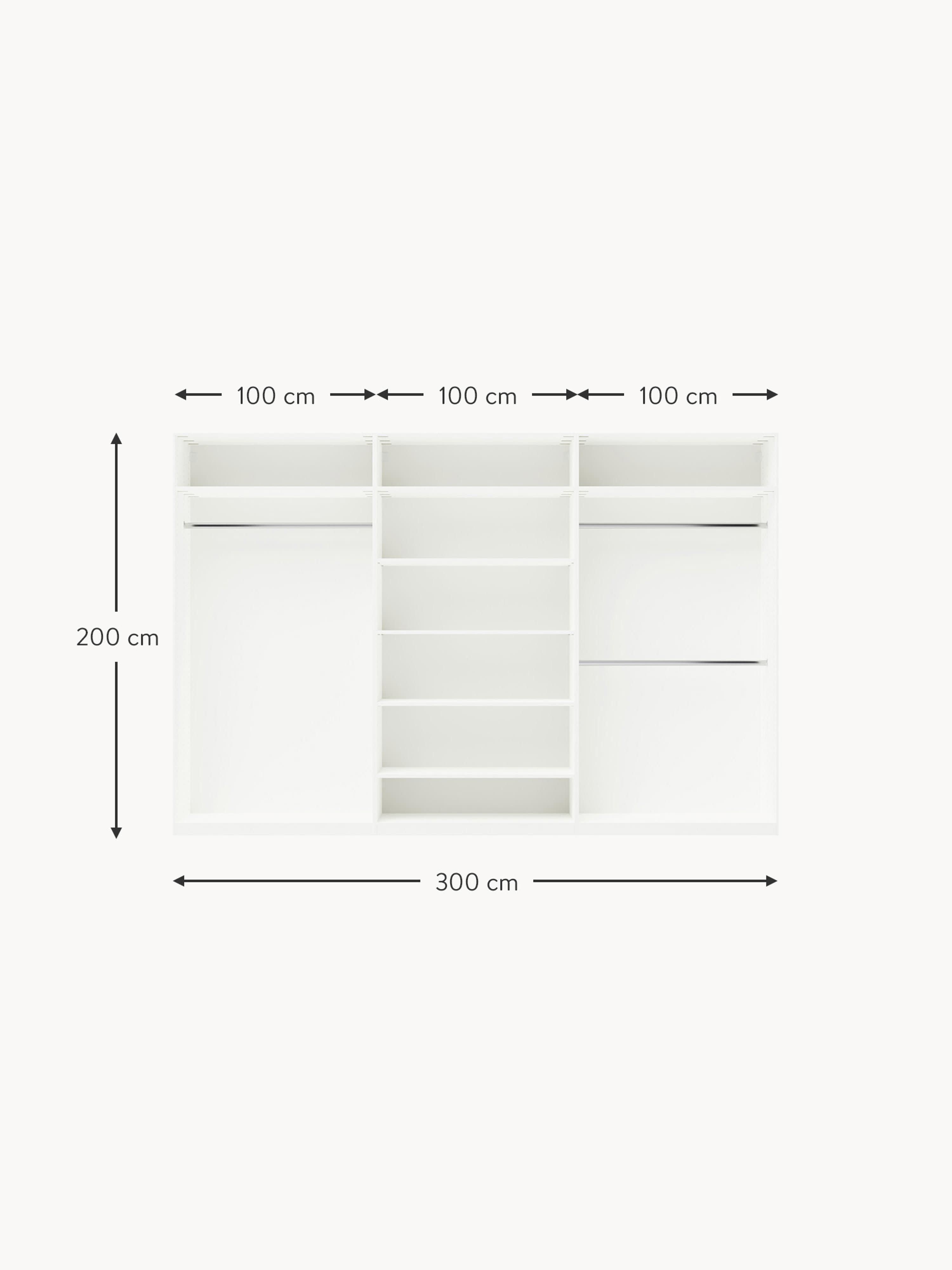 Charlotte Modular Hinged Door Wardrobe, 300 cm Wide, in various sizes
