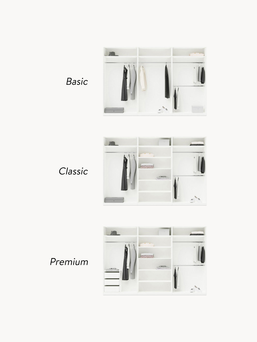 Charlotte Modular Hinged Door Wardrobe, 300 cm Wide, in various sizes