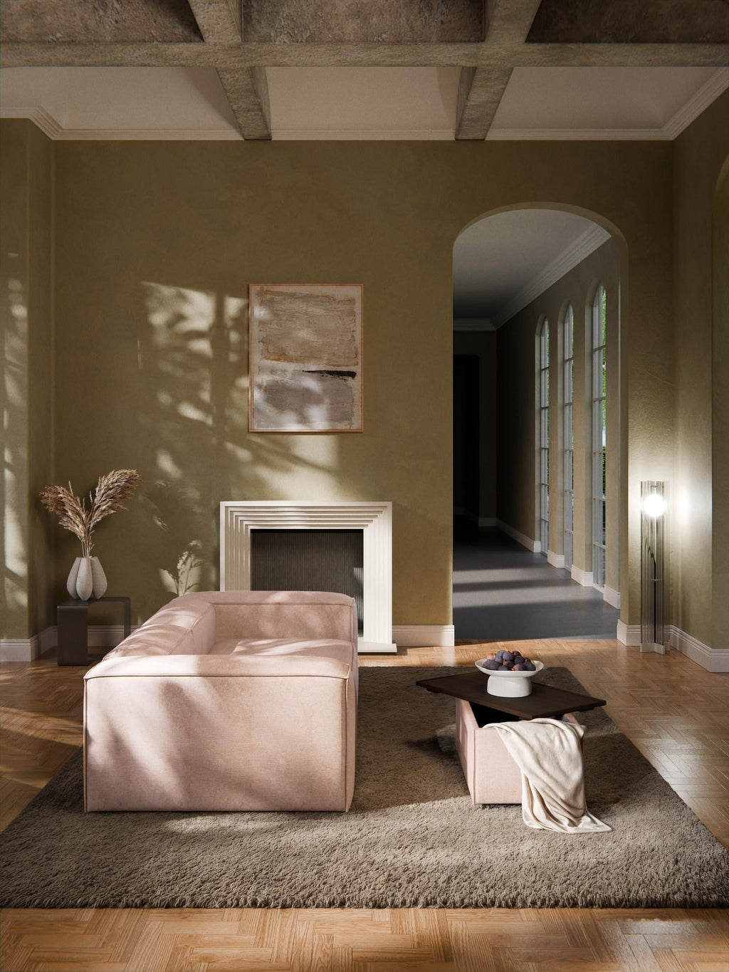 Lennon Linen Blend Ottoman with Storage