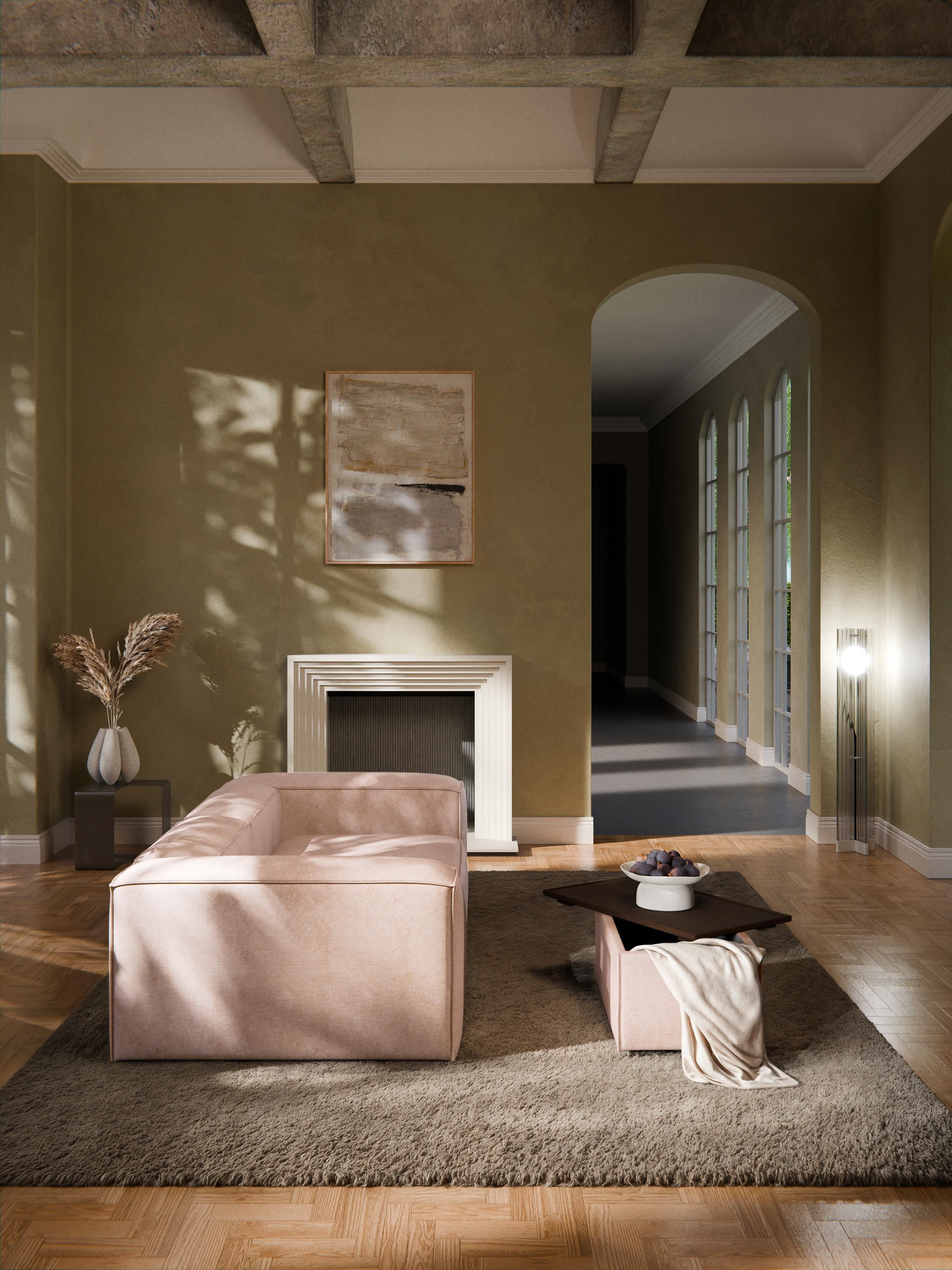 Lennon Linen Blend Ottoman with Storage