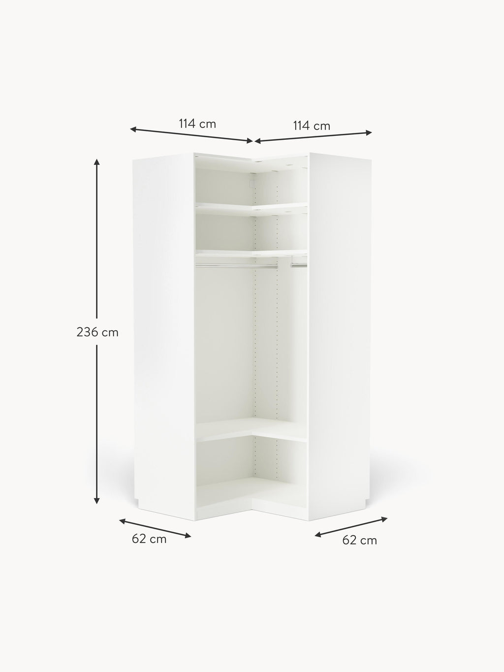 Charlotte Modular Corner Wardrobe, 115 cm Wide