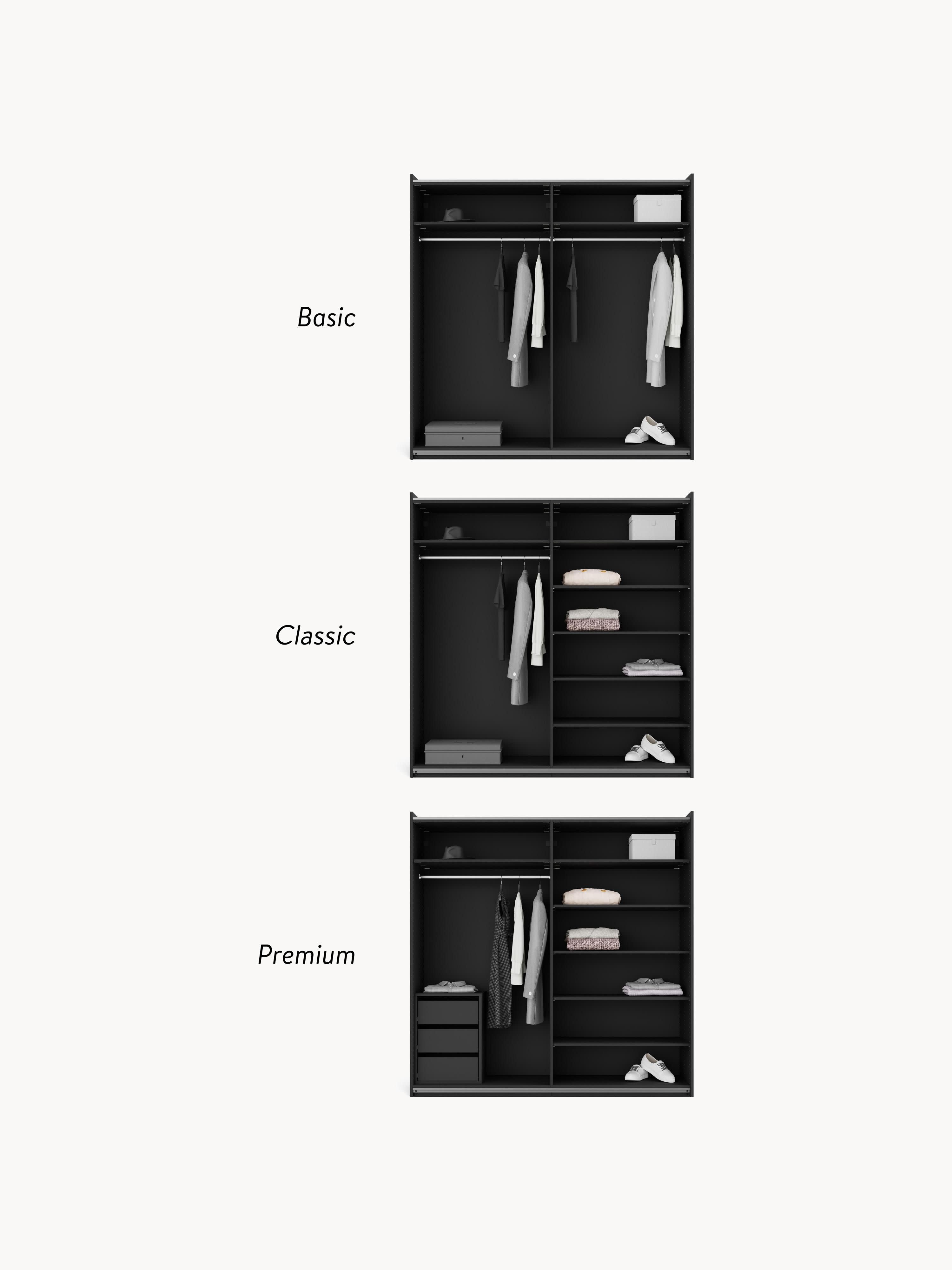 Simone Modular Sliding Door Wardrobe, 200 cm Wide, in various sizes