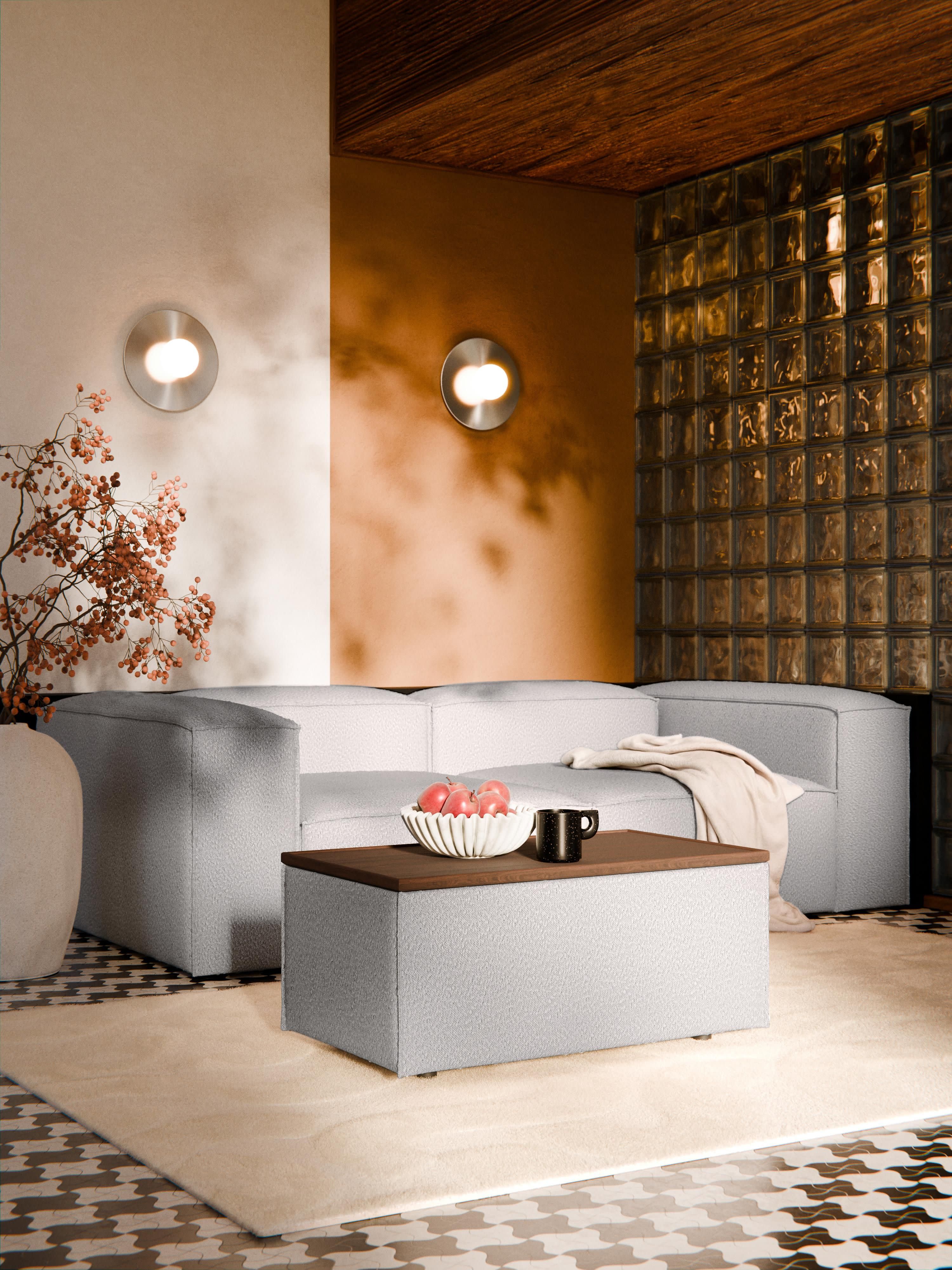 Lennon Bouclé Ottoman with Storage