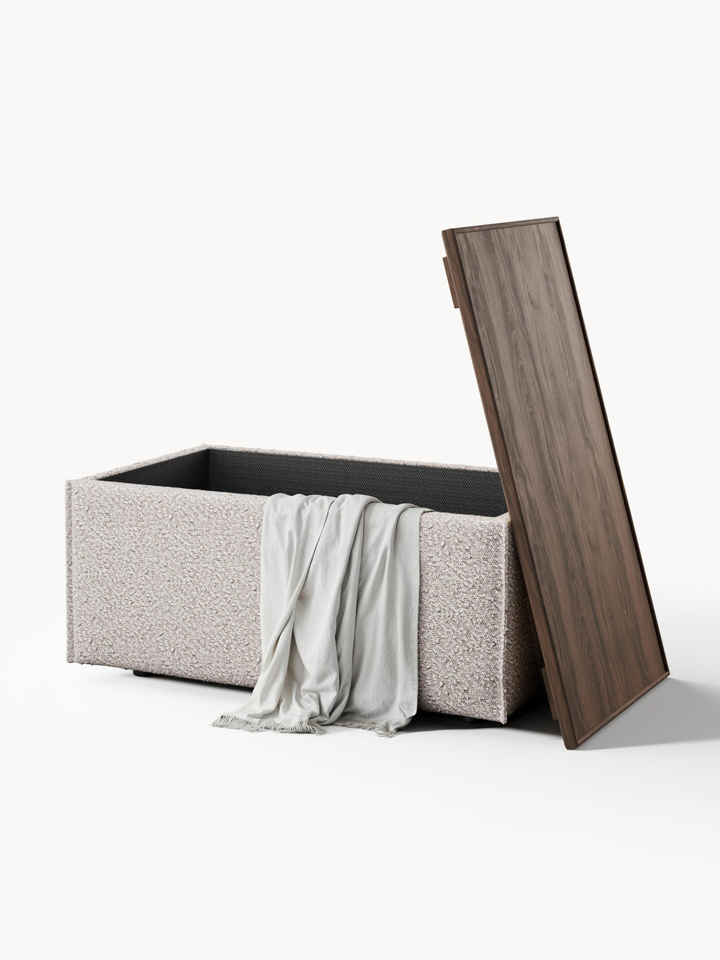 Lennon Bouclé Ottoman with Storage
