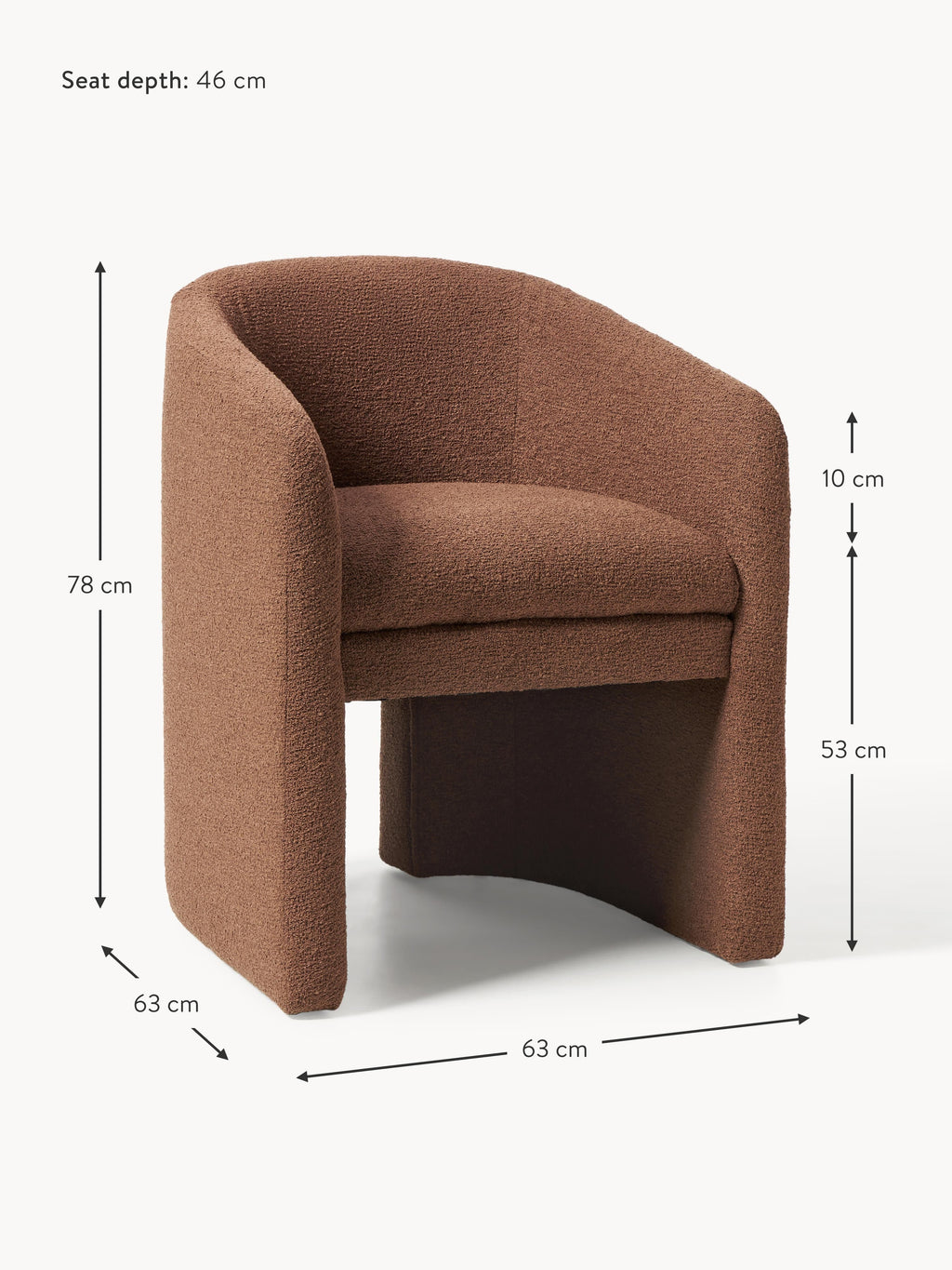Mairo Bouclé Dining Chair with Armrests
