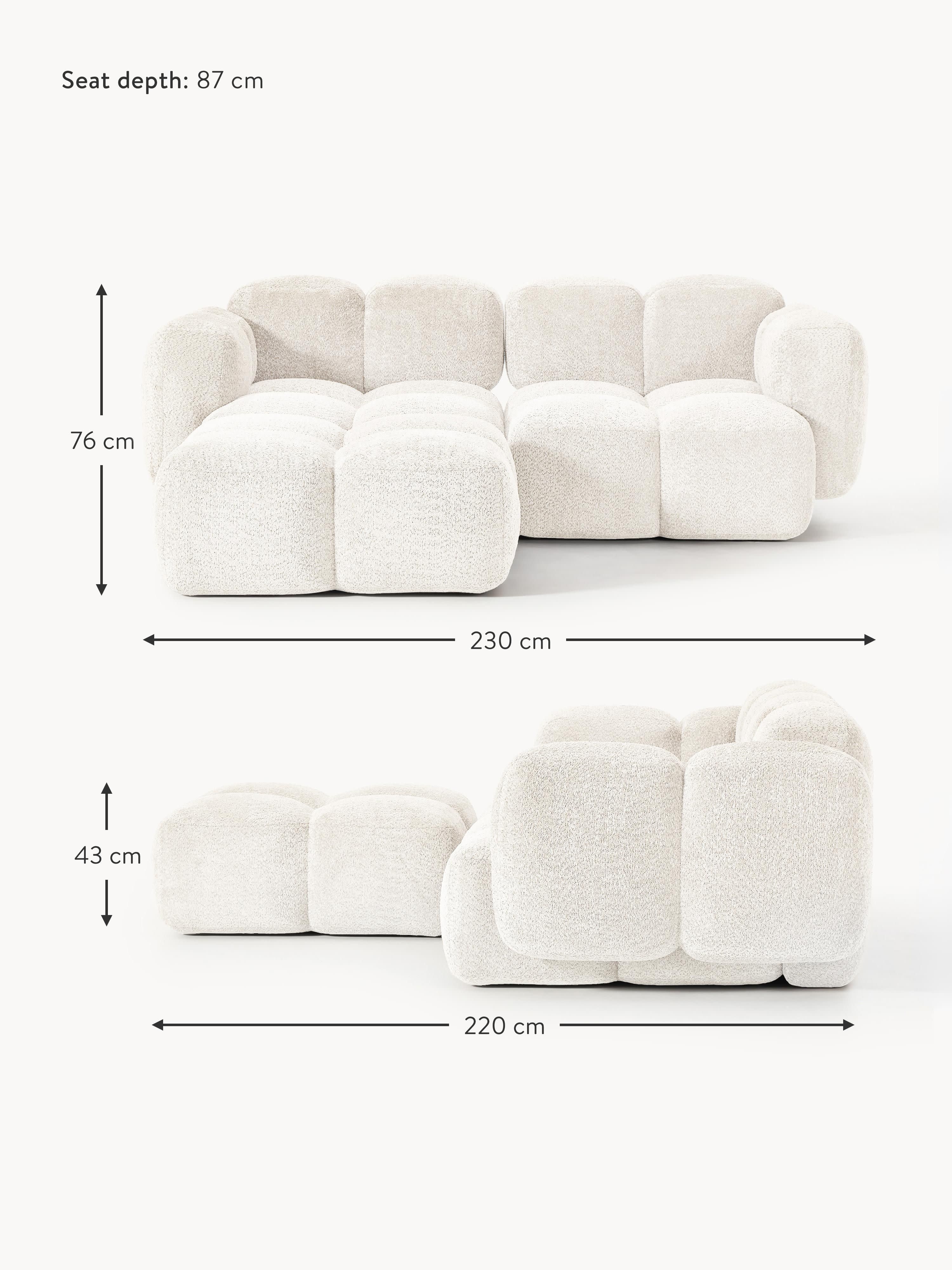 Tayla Modular Teddy-Bouclé Sofa (2-seater) with Ottoman (left/right)