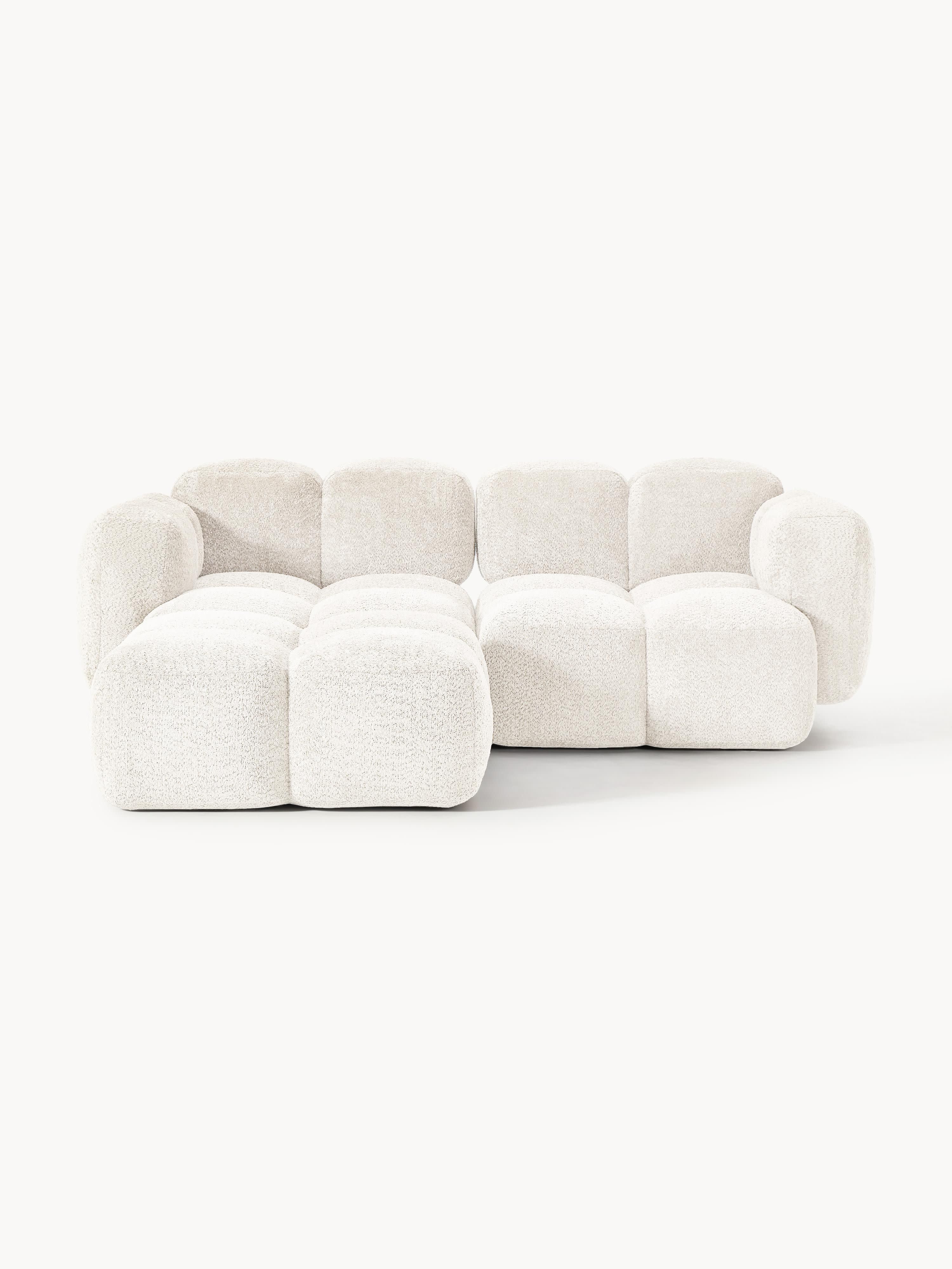 Gallery image 1 - Modular Teddy-Bouclé Sofa Tayla (2-seater) with Ottoman (left/right)