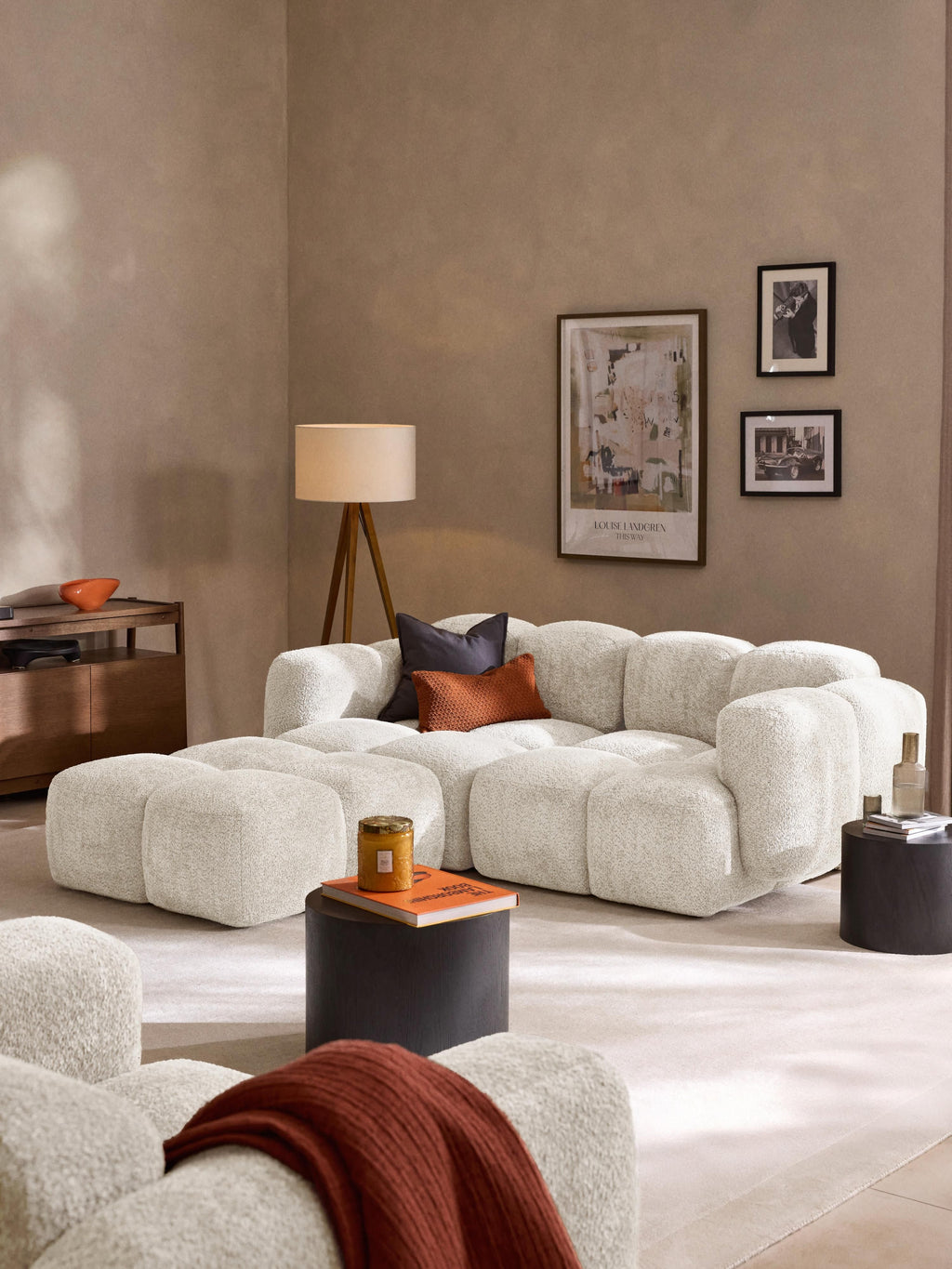 Tayla Modular Teddy-Bouclé Sofa (2-seater) with Ottoman (left/right)