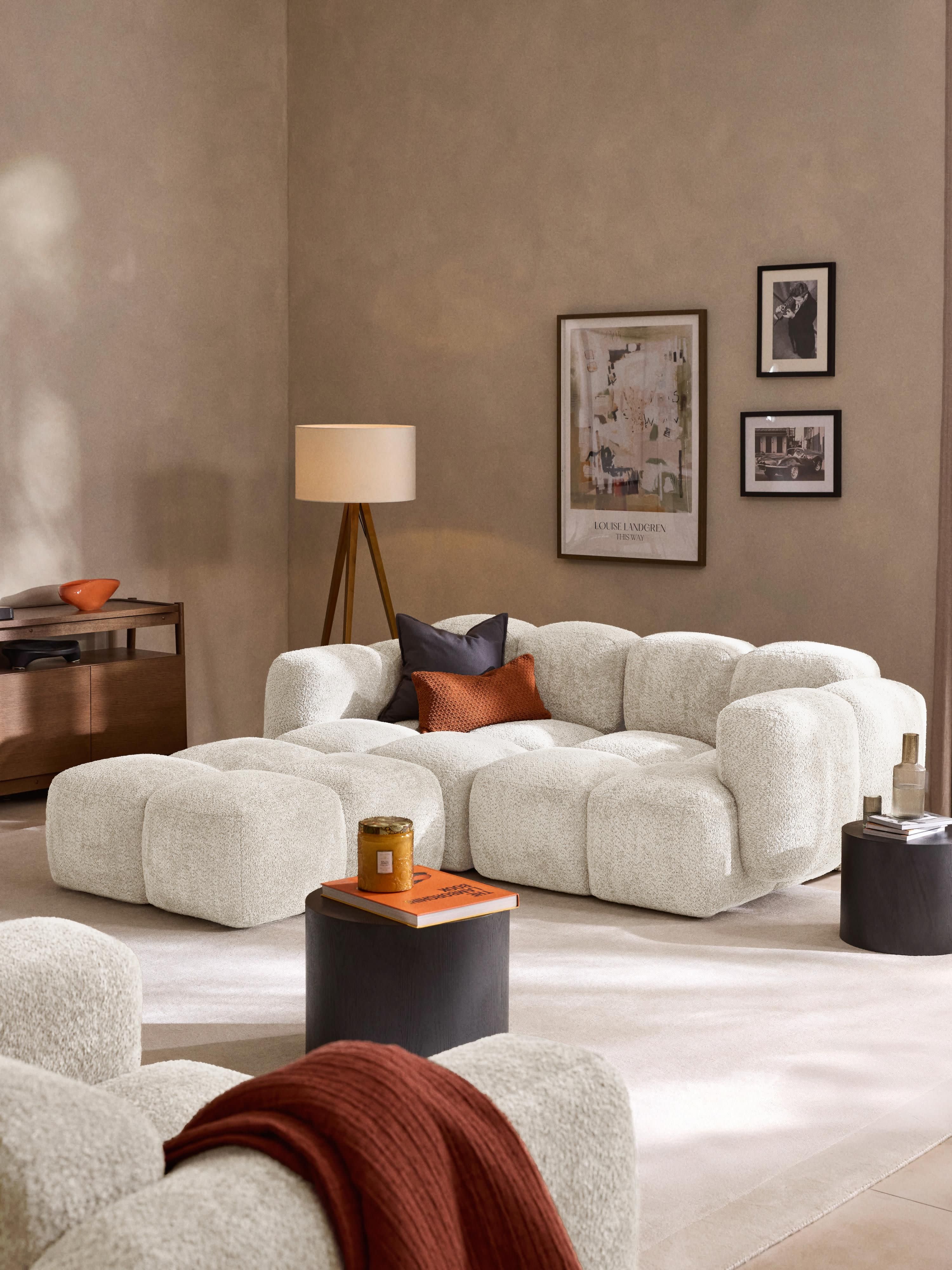Tayla Modular Teddy-Bouclé Sofa (2-seater) with Ottoman (left/right)