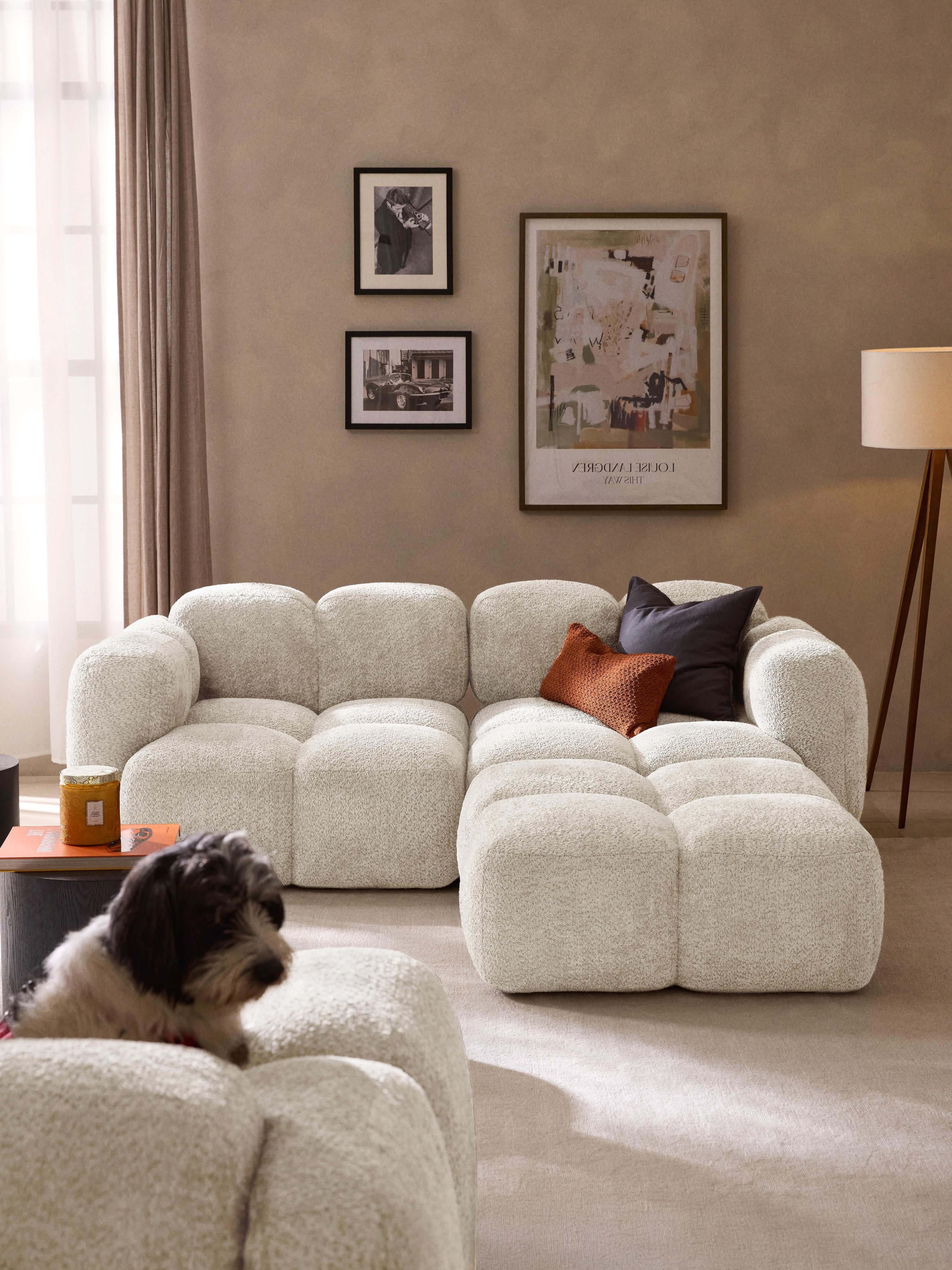 Tayla Modular Teddy-Bouclé Sofa (2-seater) with Ottoman (left/right)