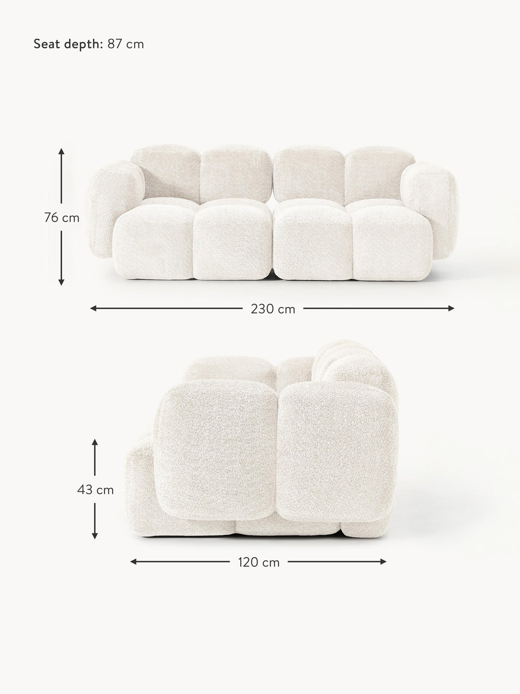 Tayla Modular Teddy-Bouclé Sofa (2-seater)