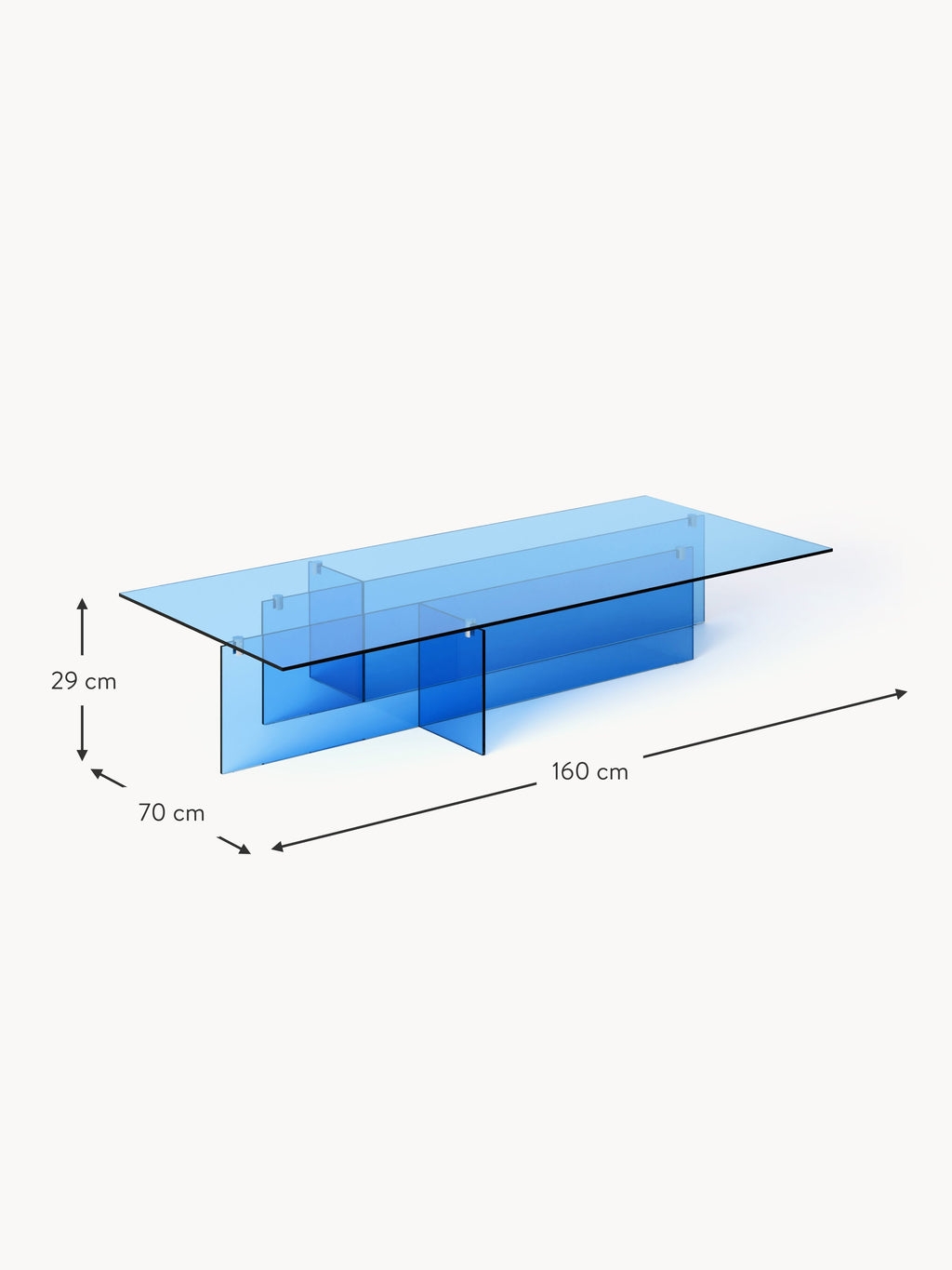 Anouk Large Glass Coffee Table, W 160 cm