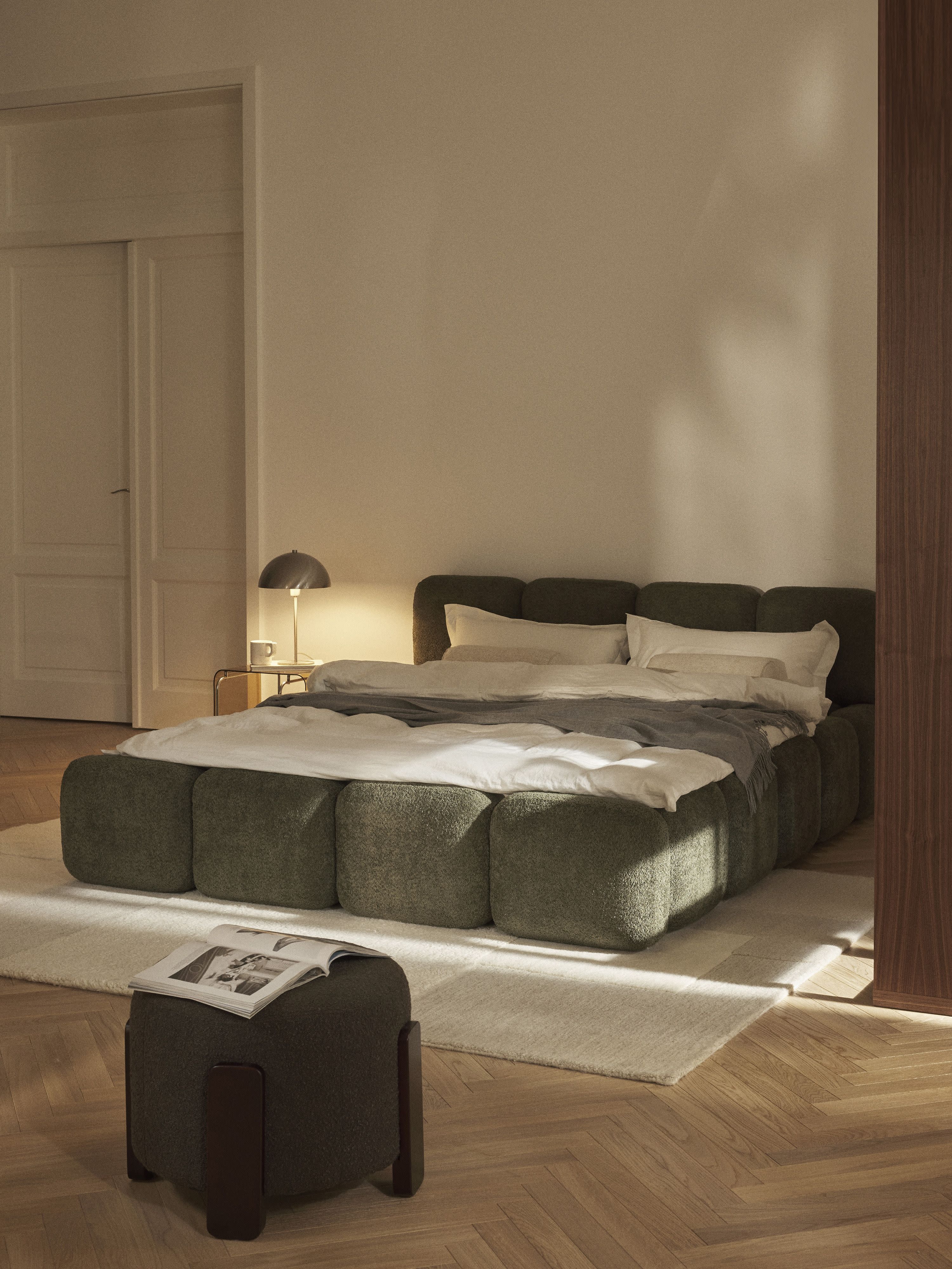 Tayla Upholstered Teddy Bouclé Bed