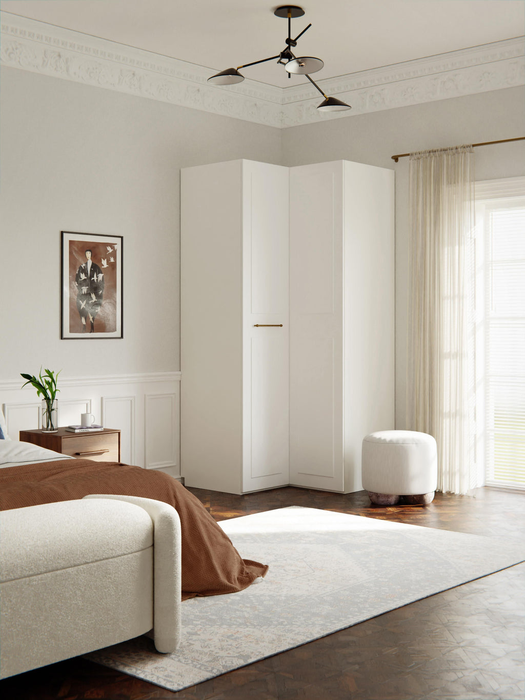 Charlotte Modular Corner Wardrobe, 115 cm Wide
