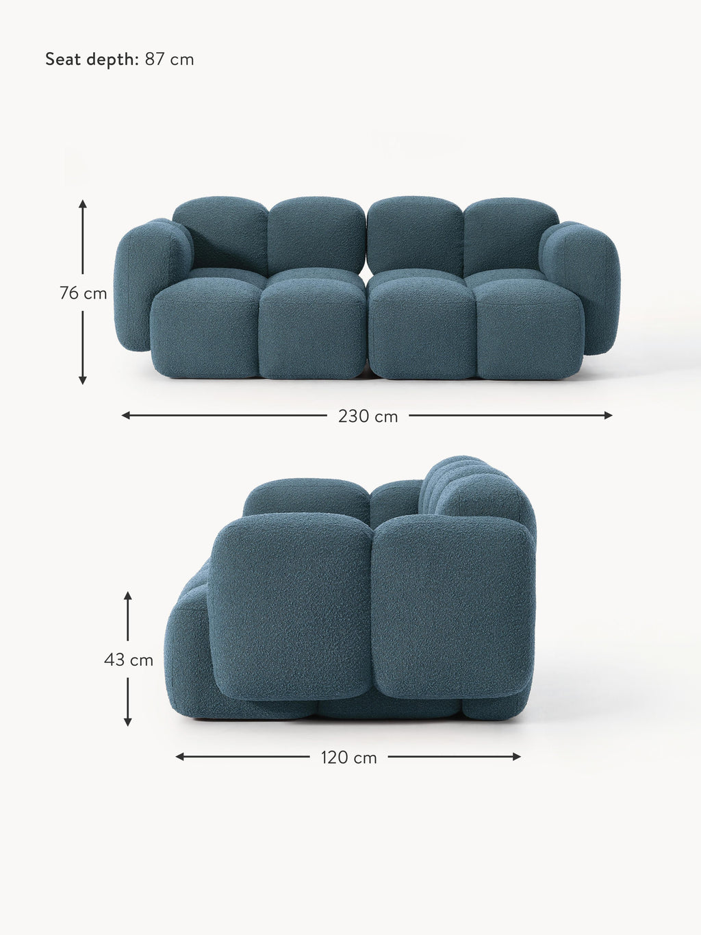 Tayla Bouclé Modular Sofa (2-seater)