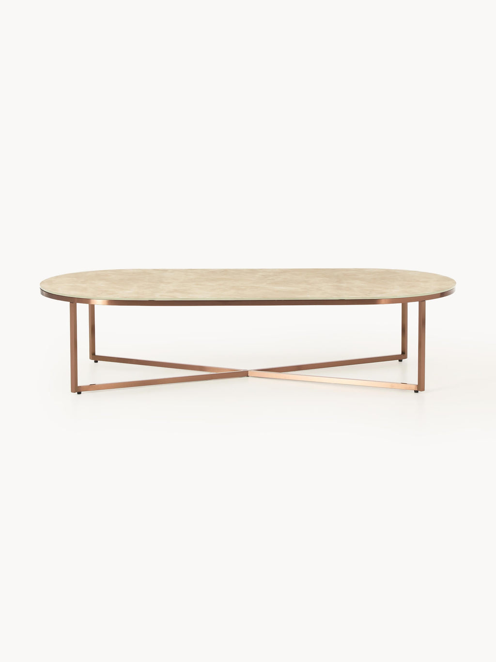 Antigua Oval Coffee Table with Marble Effect Glass Top