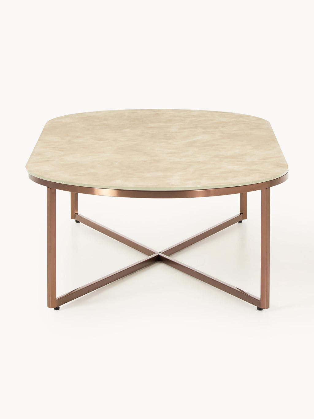 Antigua Oval Coffee Table with Marble Effect Glass Top