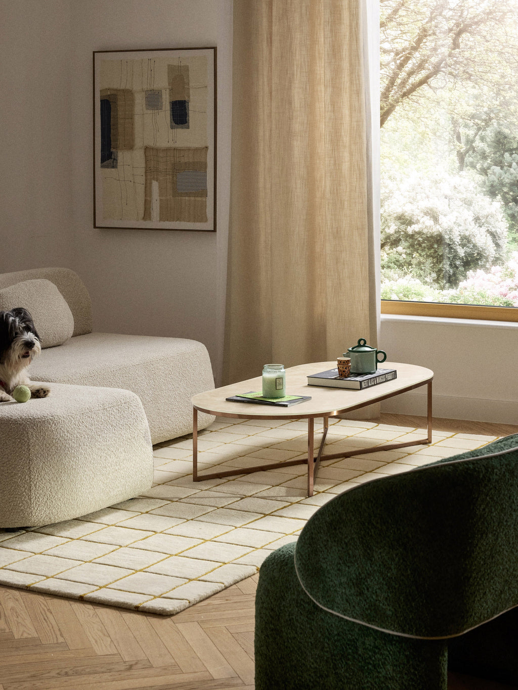 Antigua Oval Coffee Table with Marble Effect Glass Top