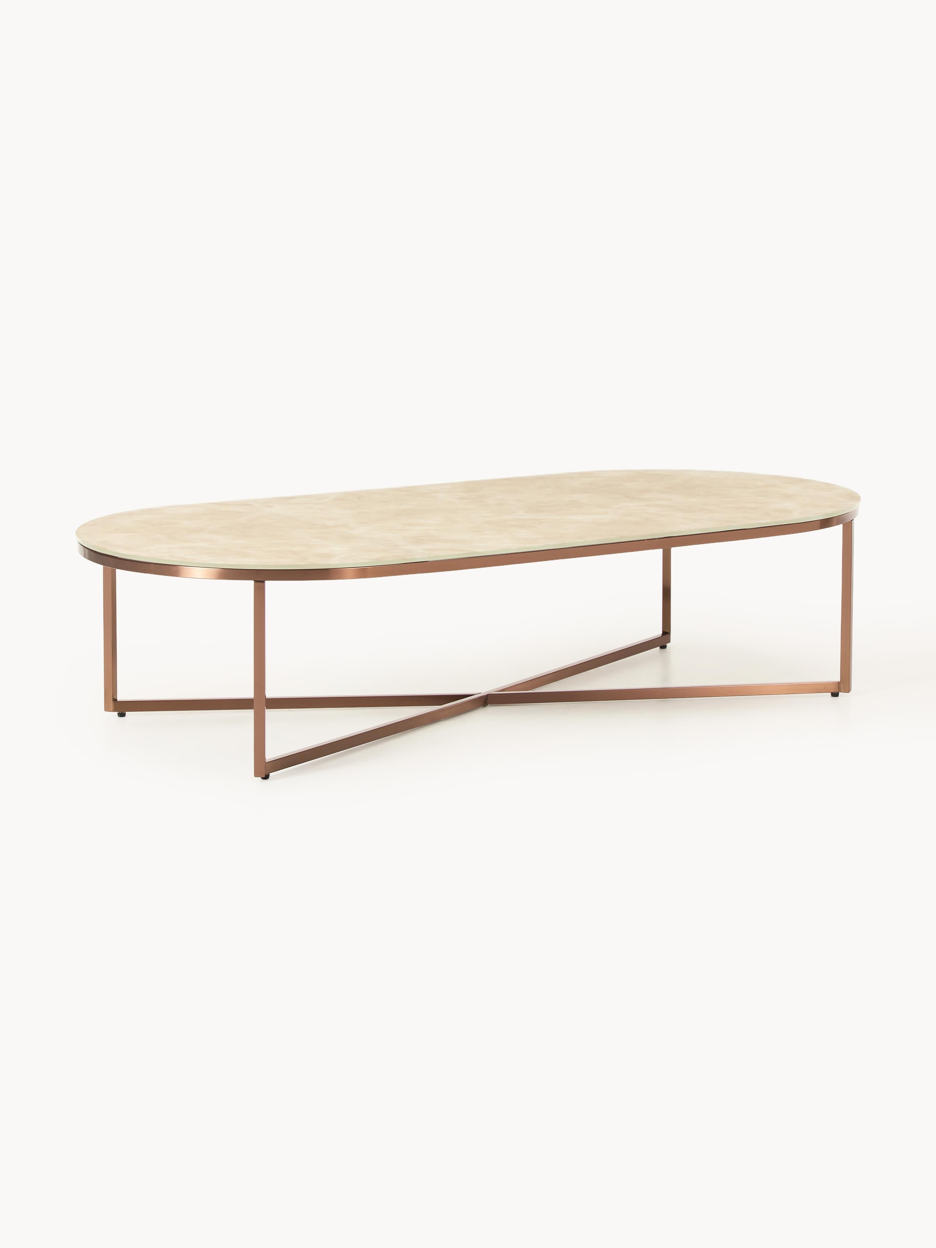 Gallery image 1 - Oval Coffee Table Antigua with Marble Effect Glass Top