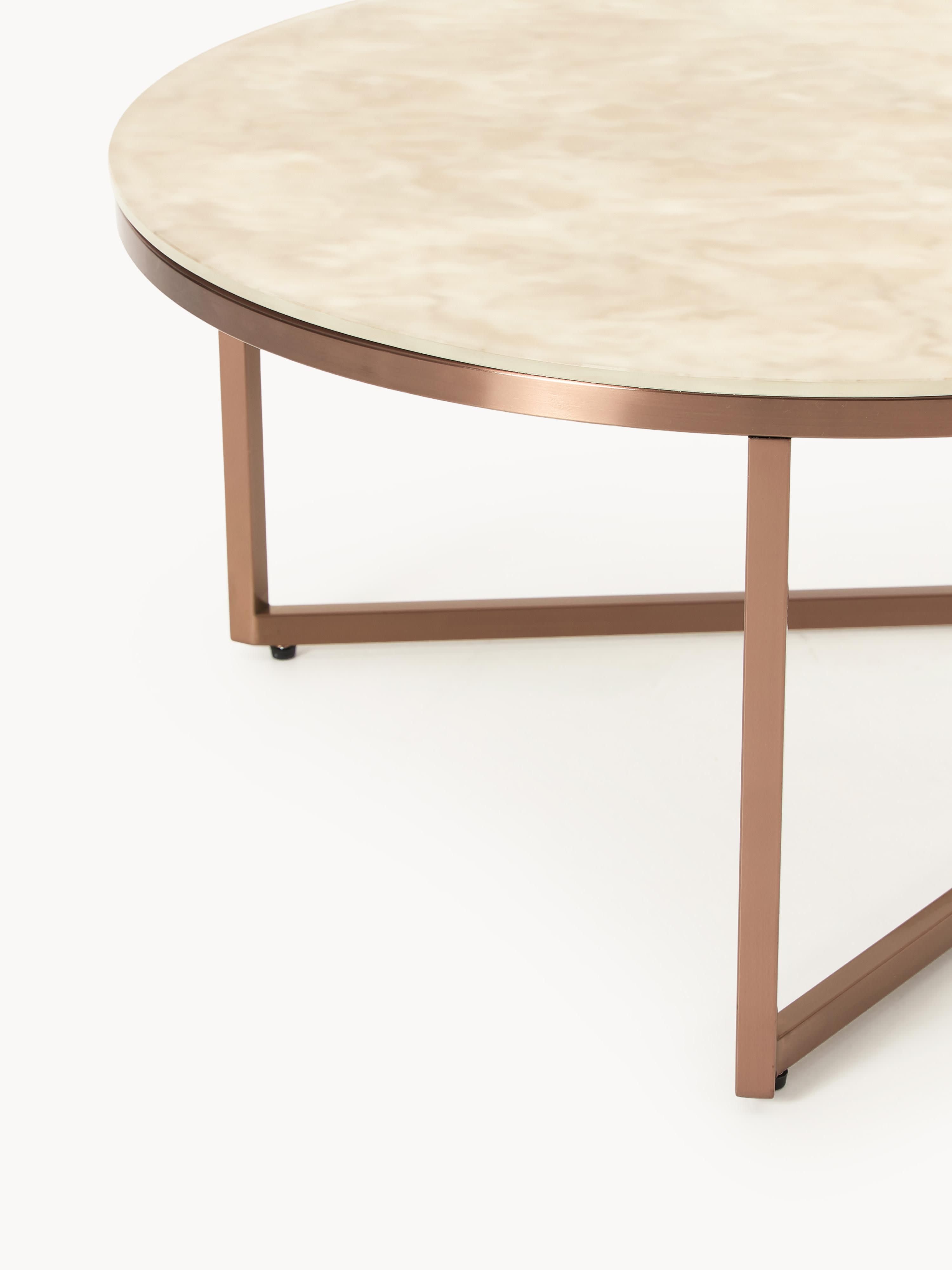 Antigua Oval Coffee Table with Marble Effect Glass Top