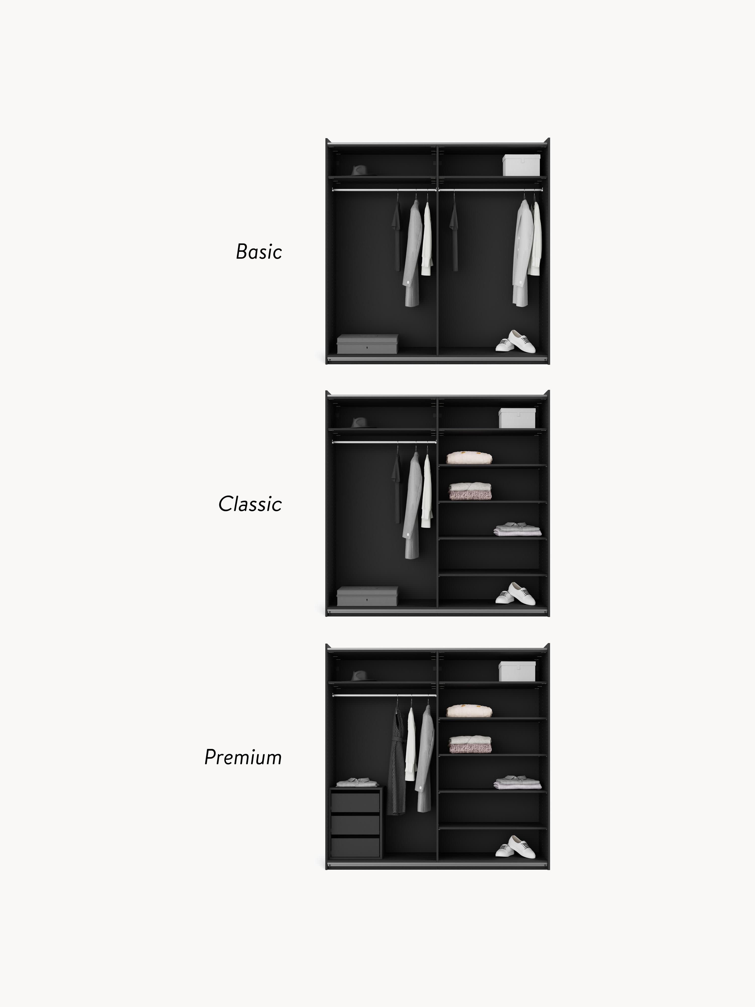 Leon Modular Sliding Door Wardrobe, 200 cm Wide, in various sizes