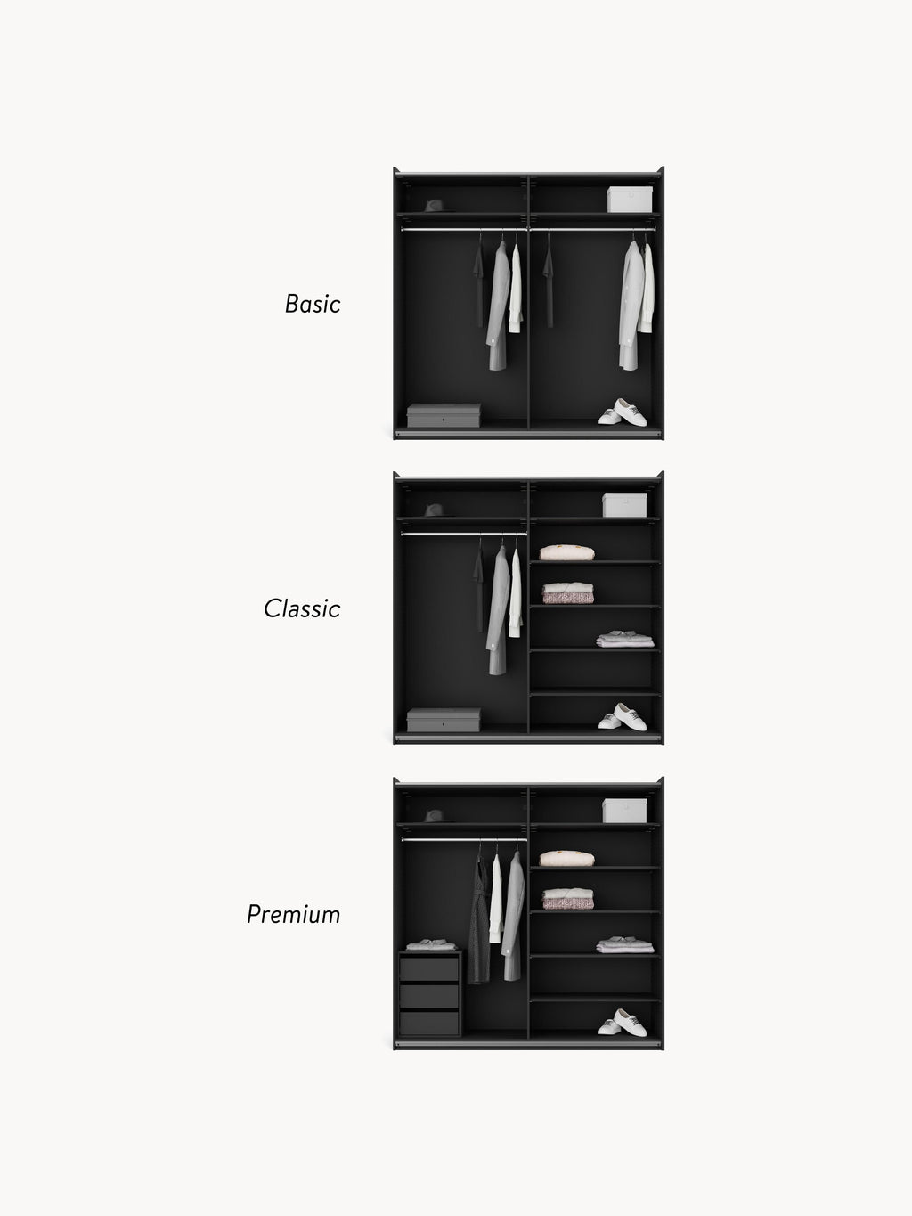 Leon Modular Sliding Door Wardrobe, 200 cm Wide, in various sizes